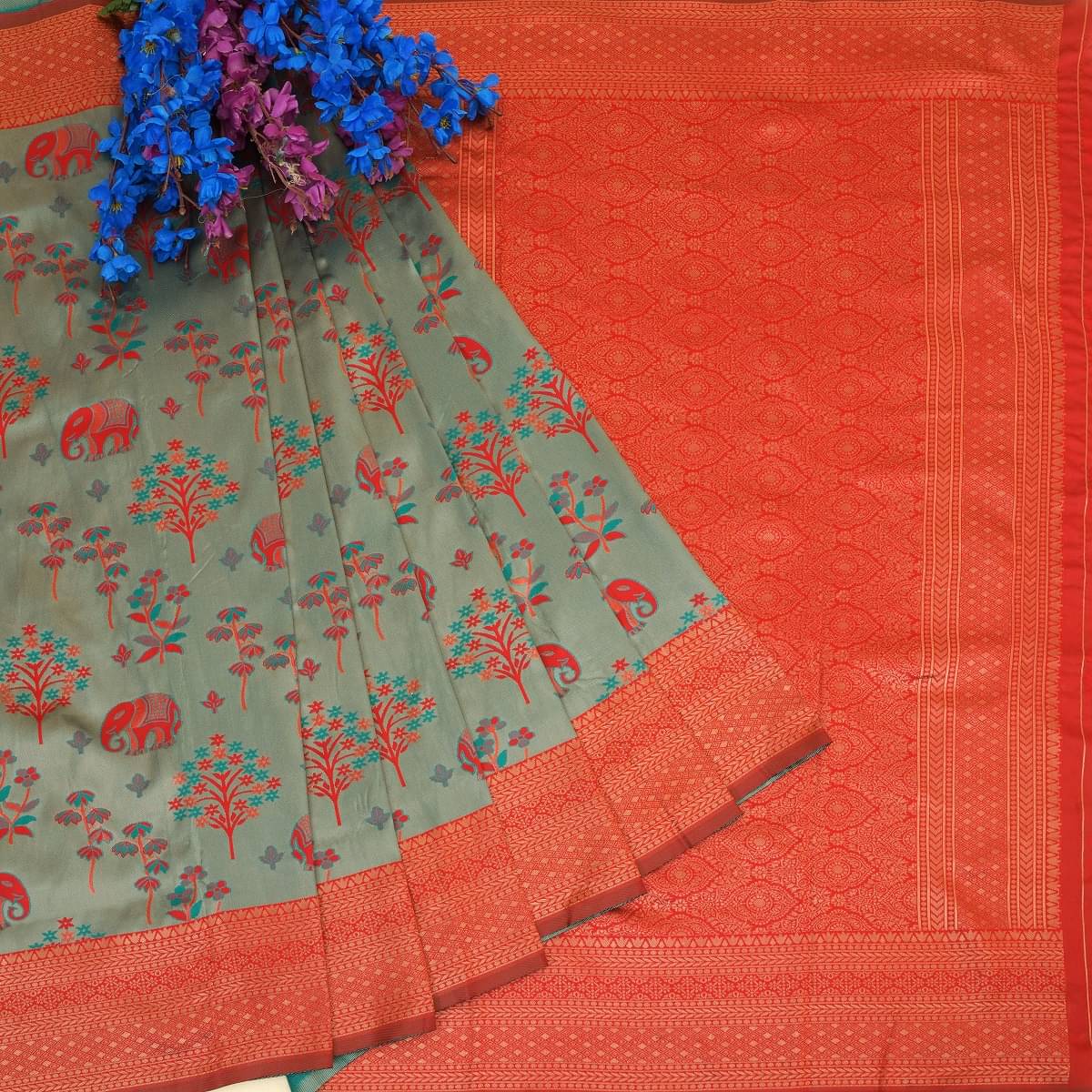     			Semore Art Silk Embellished Banarasi saree With Unstitched Blouse Piece ( Beige )