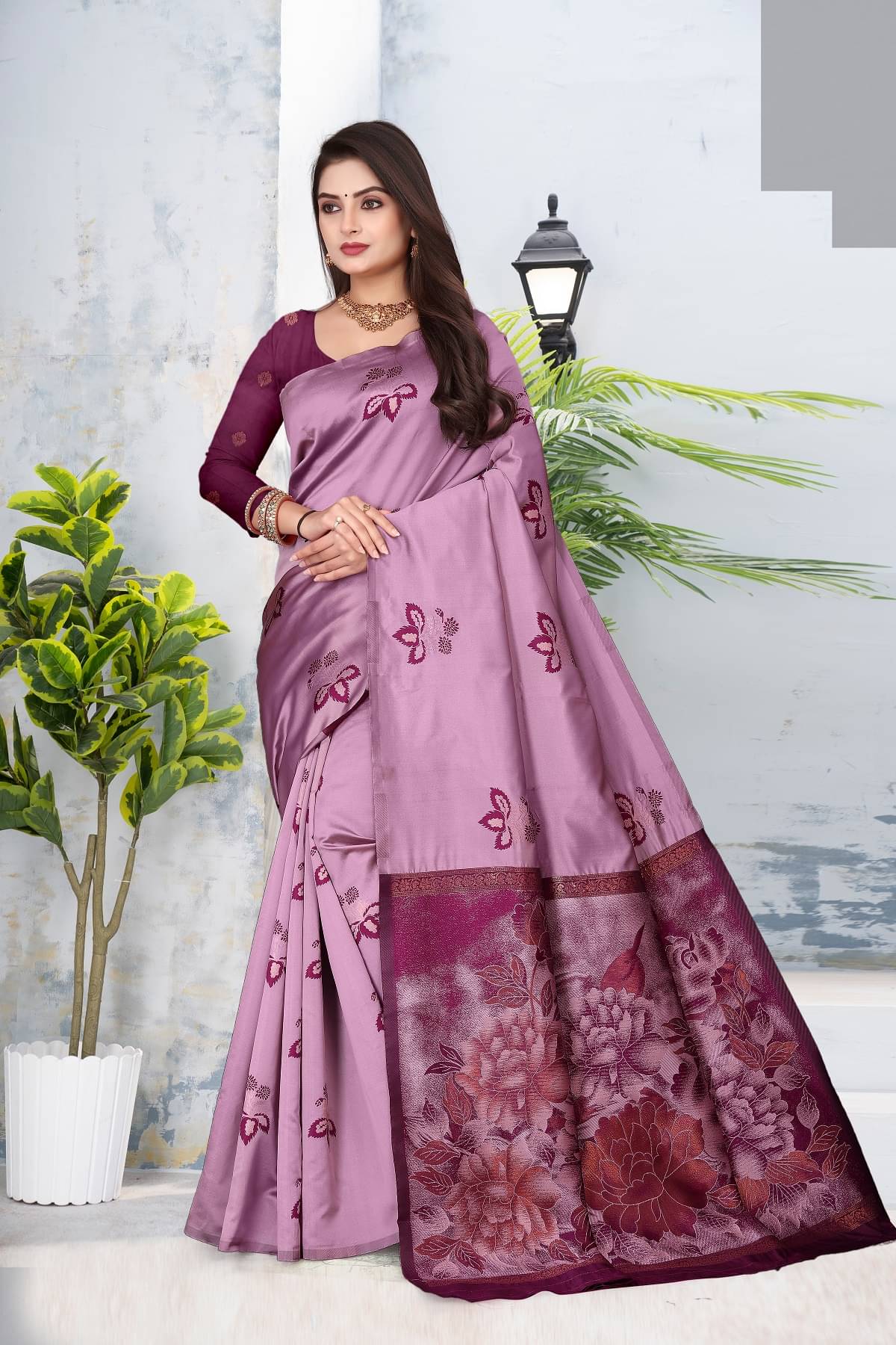    			Semore Art Silk Embellished Banarasi saree With Unstitched Blouse Piece ( Pink )