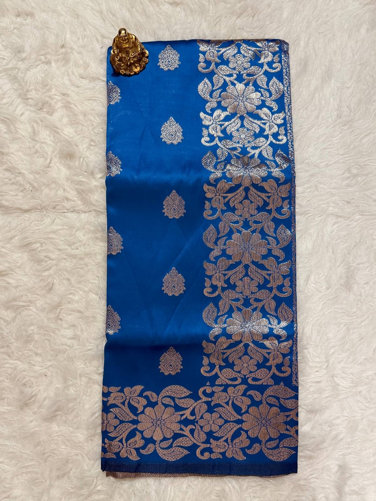     			Semore Art Silk Solid Banarasi saree With Unstitched Blouse Piece ( Blue )