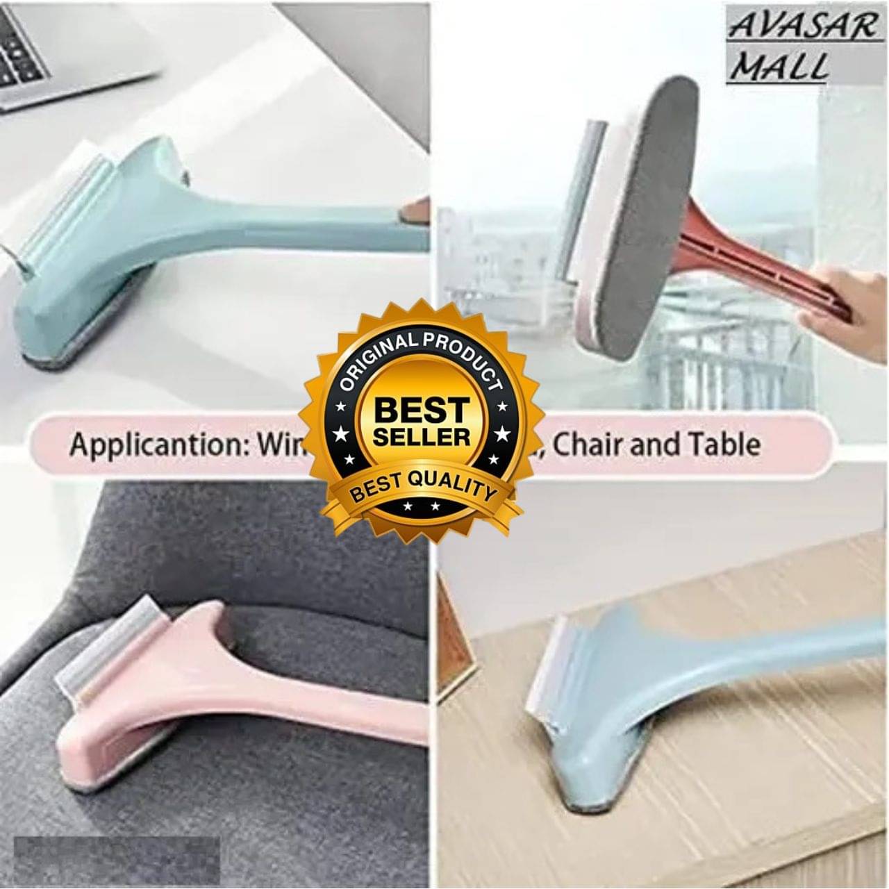     			TEJASVI ENT Multifunctional Screen Brush 2 in 1 Mesh Cleaning Brush & Wiper with Extended Handle Window Cleaning Brush Net Cleaner