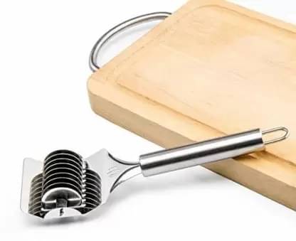 TEJASVI ENT Stainless Steel Pasta Noodle Cutter,High Grade Stainless Steel Pasta Spaghetti Maker Noodle Lattice Roller TEJASVI ENT Stainless Steel Pasta Noodle Cutter,High Grade Stainless Steel Pasta Spaghetti Maker Noodle Lattice Roller