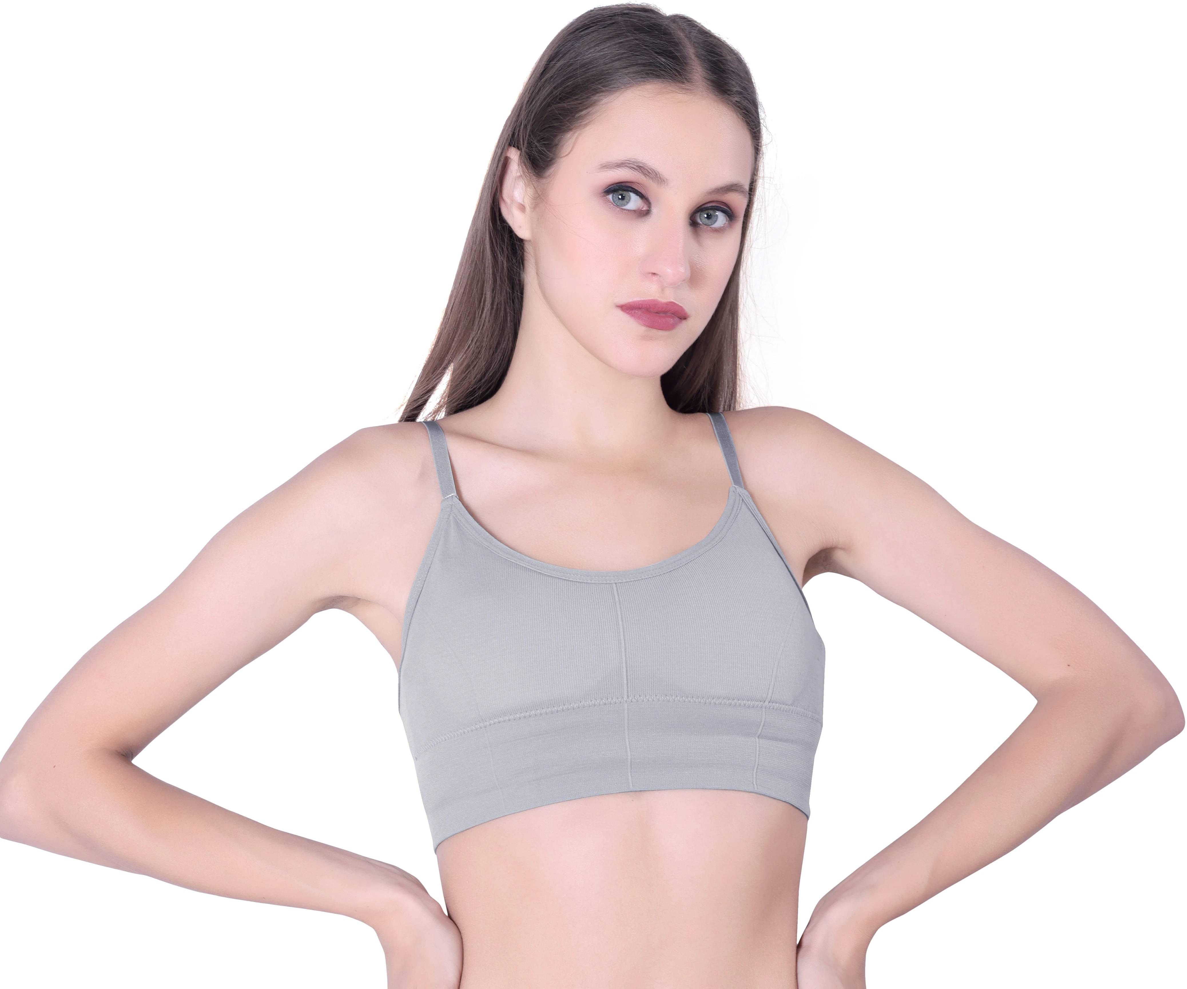     			THE GORSLUXURY Pack of 1 Cotton Lightly Padded Bralette Bra For Women ( Dark Grey )