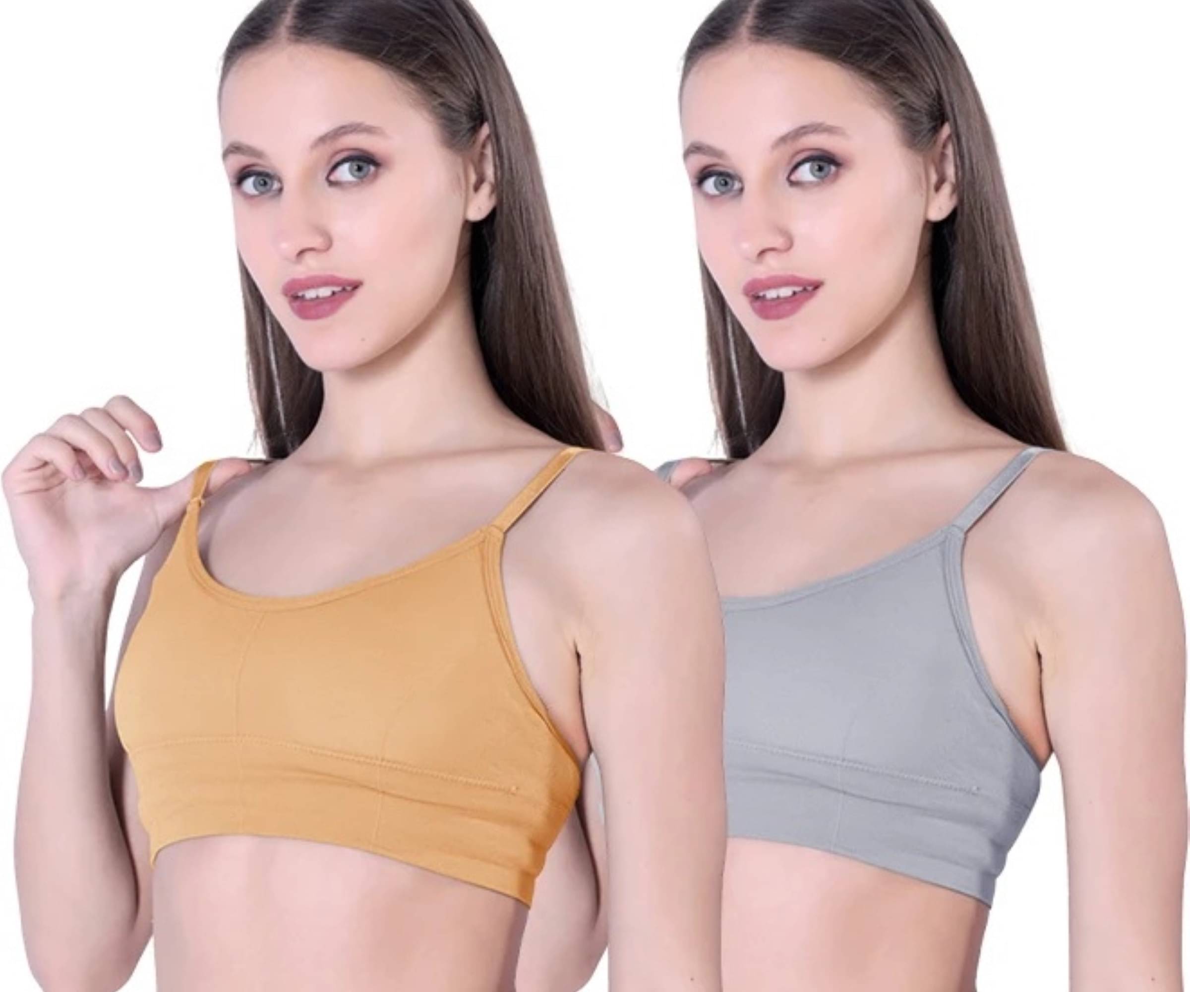 THE GORSLUXURY Pack of 2 Cotton Lightly Padded Bralette Bra For Women ( Multicolor ) THE GORSLUXURY Pack of 2 Cotton Lightly Padded Bralette Bra For Women ( Multicolor )