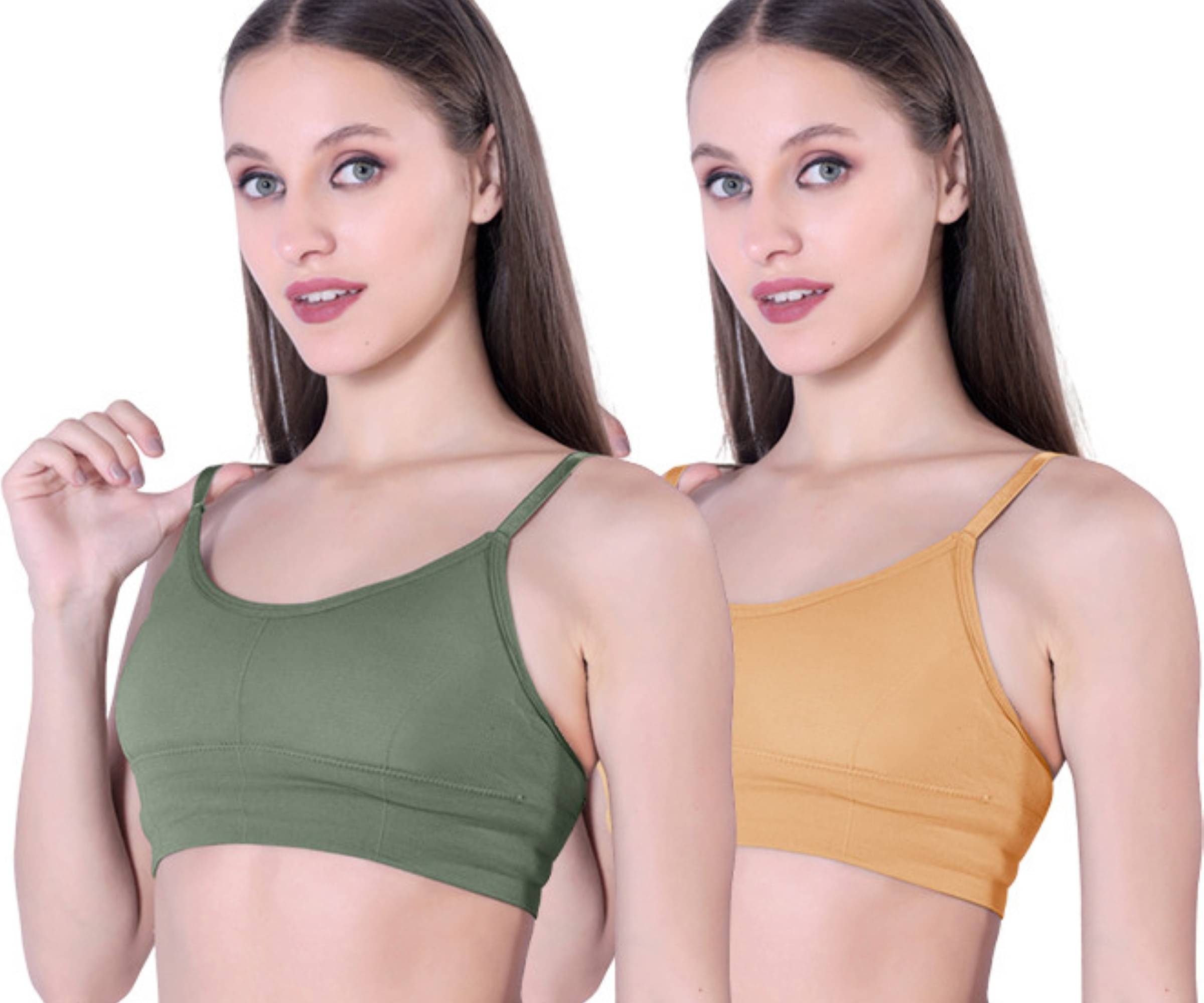     			THE GORSLUXURY Pack of 2 Cotton Lightly Padded Bralette Bra For Women ( Multicolor )