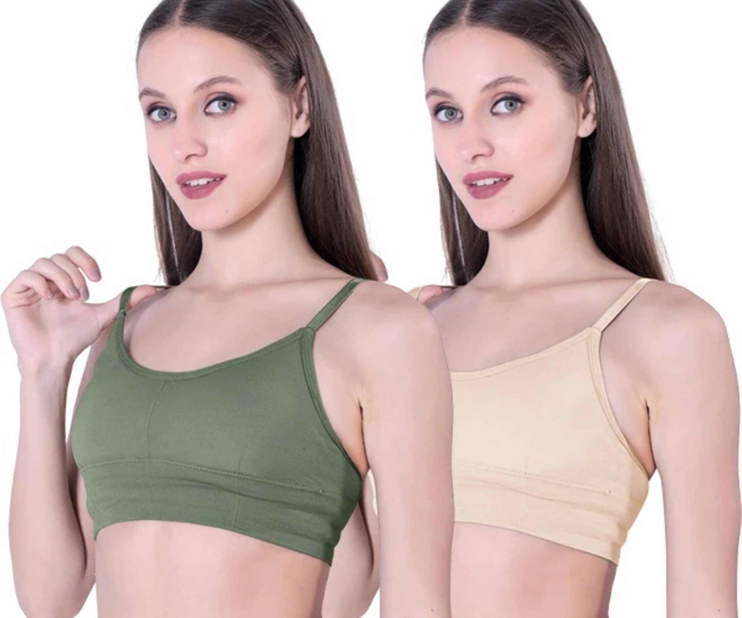     			THE GORSLUXURY Pack of 2 Cotton Lightly Padded Bralette Bra For Women ( Multicolor )