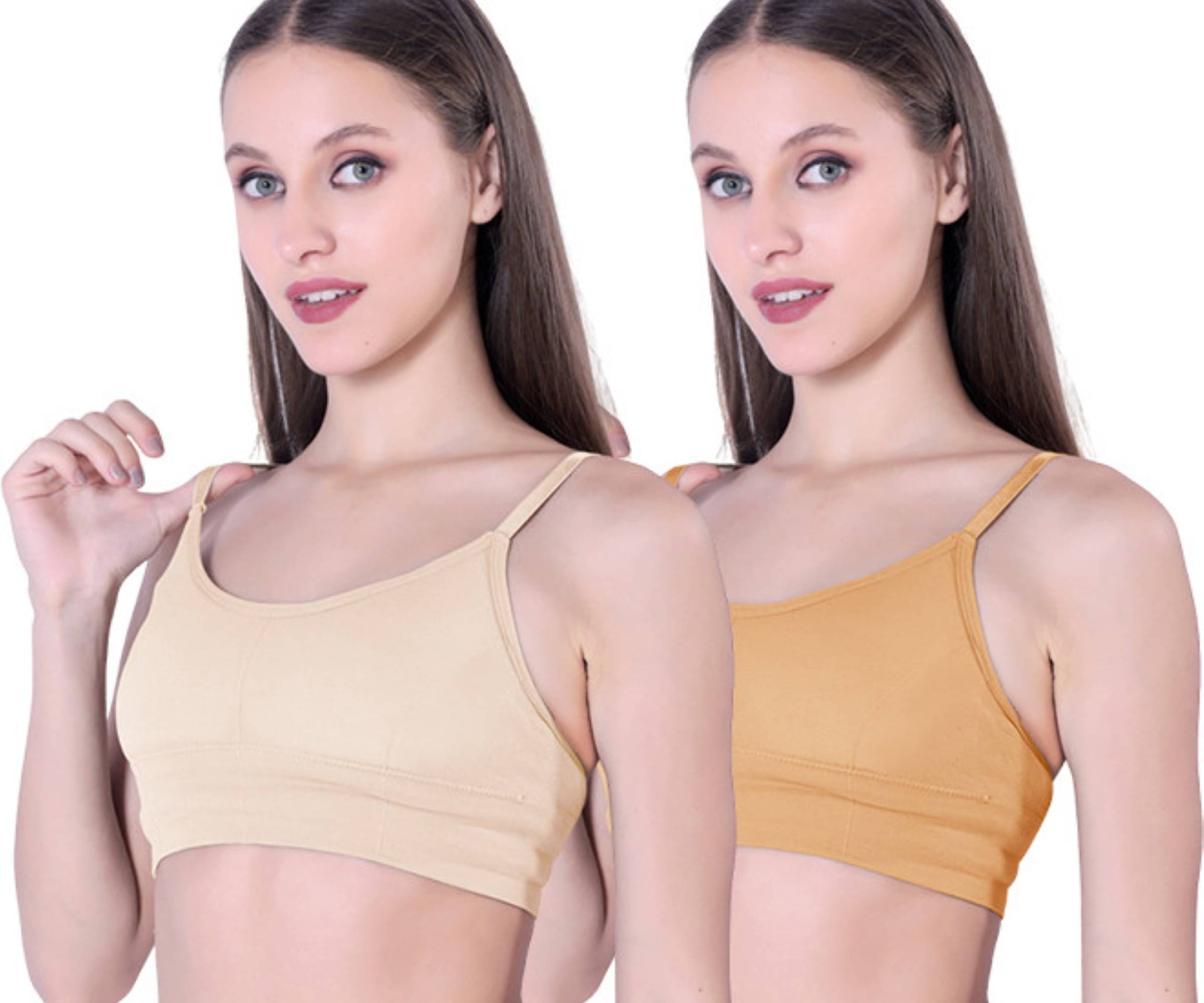 THE GORSLUXURY Pack of 2 Cotton Lightly Padded Bralette Bra For Women ( Multicolor ) THE GORSLUXURY Pack of 2 Cotton Lightly Padded Bralette Bra For Women ( Multicolor )