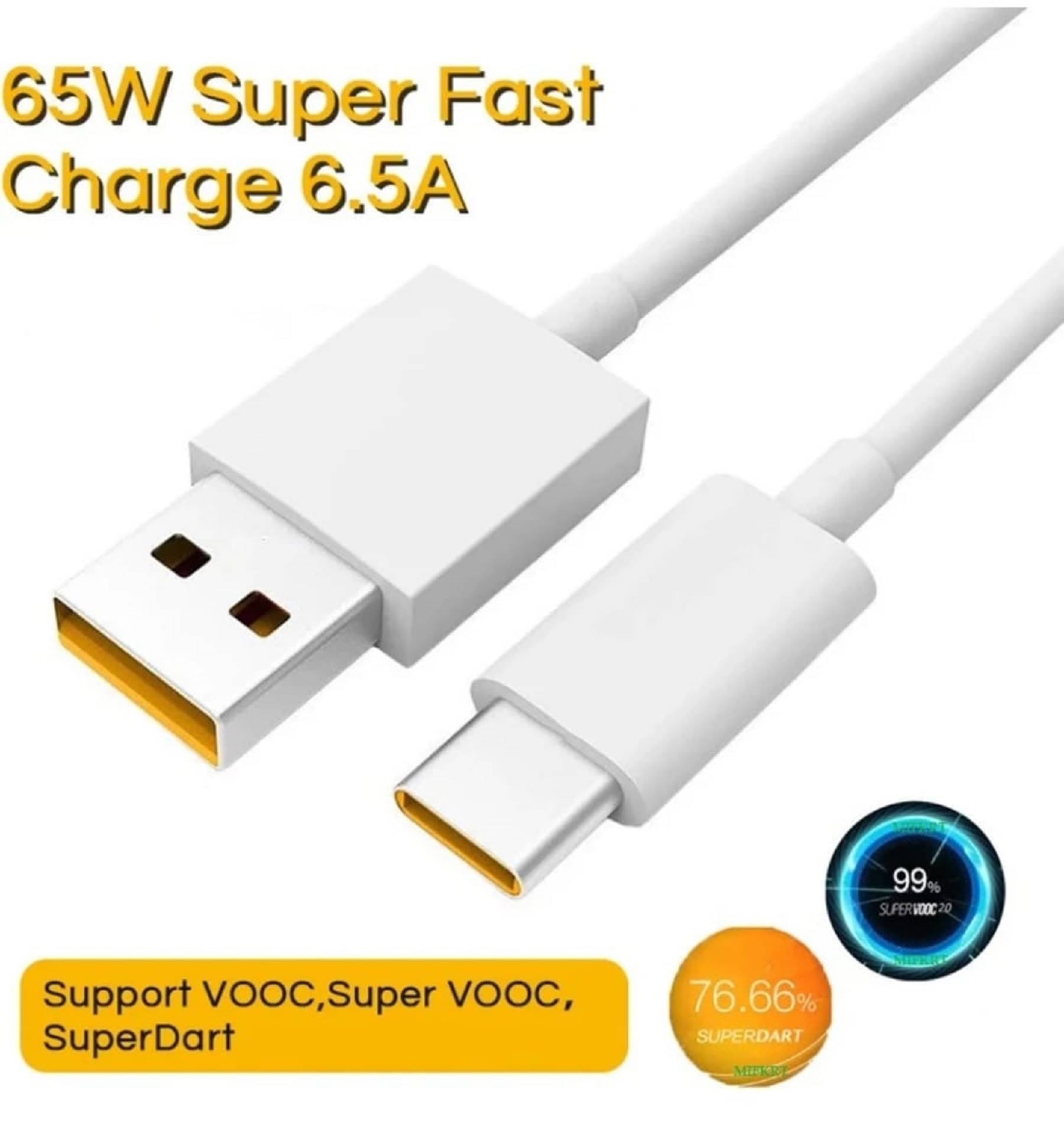     			UTRAX 65W Super Vooc Charge, Data Sync Fast Charging Type-C Cable Compatible for Realme XT, Realme XT 730G, Realme X2, Realme C12, Realme 6 Pro, Realme Narzo 20A, Realme 7, Realme 7 Pro (White)