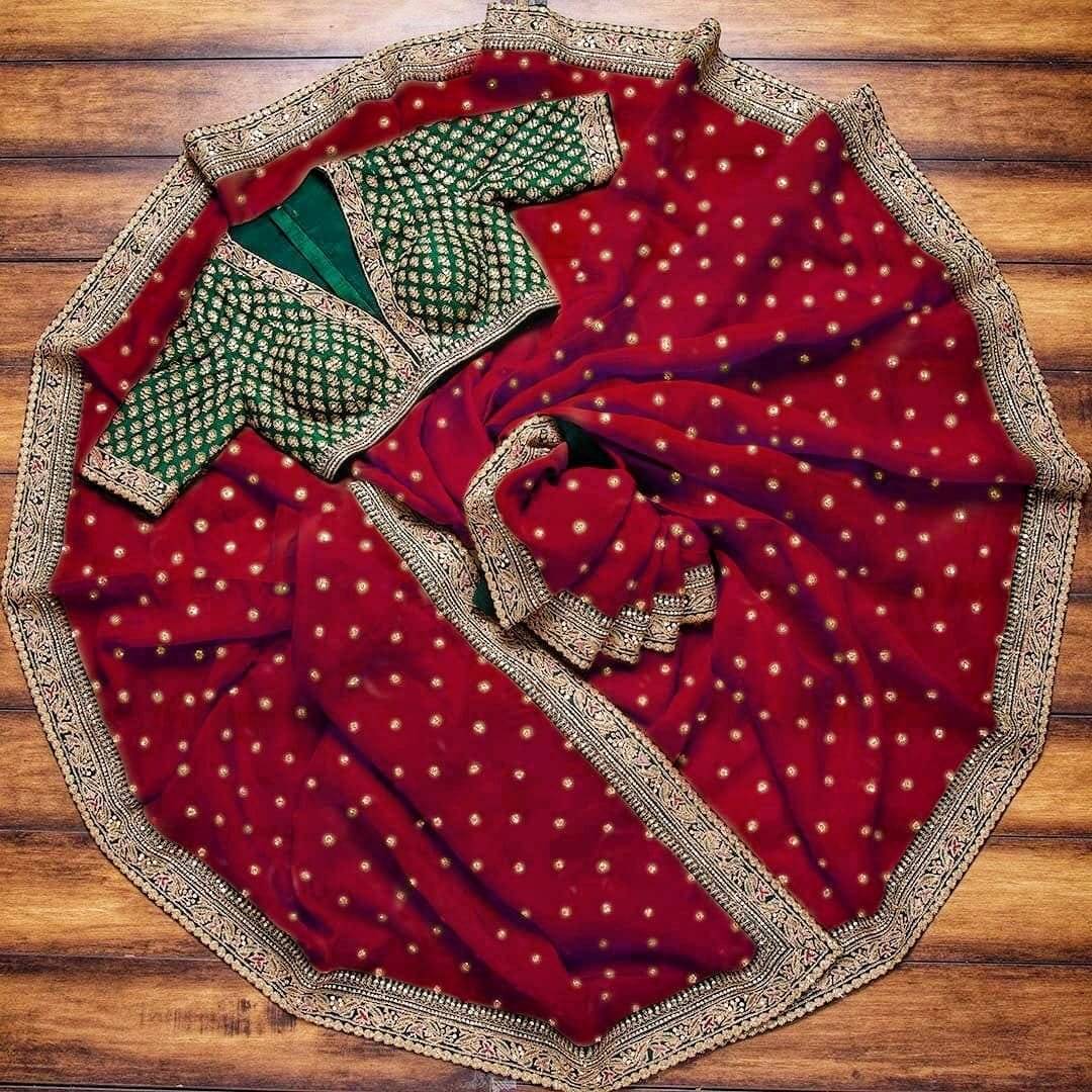 V FANCY Art Silk Embroidered Chanderi saree With Unstitched Blouse Piece ( Maroon ) V FANCY Art Silk Embroidered Chanderi saree With Unstitched Blouse Piece ( Maroon )