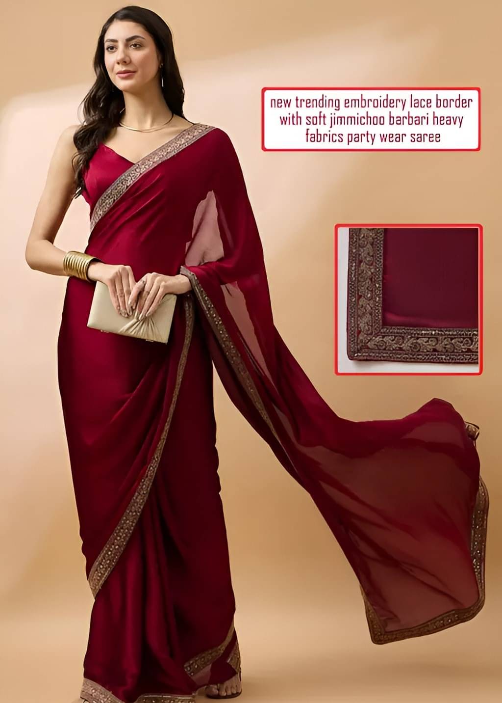     			V FANCY Georgette Embroidered Kanjeevaram Sarees With Stitched Blouse ( Maroon )