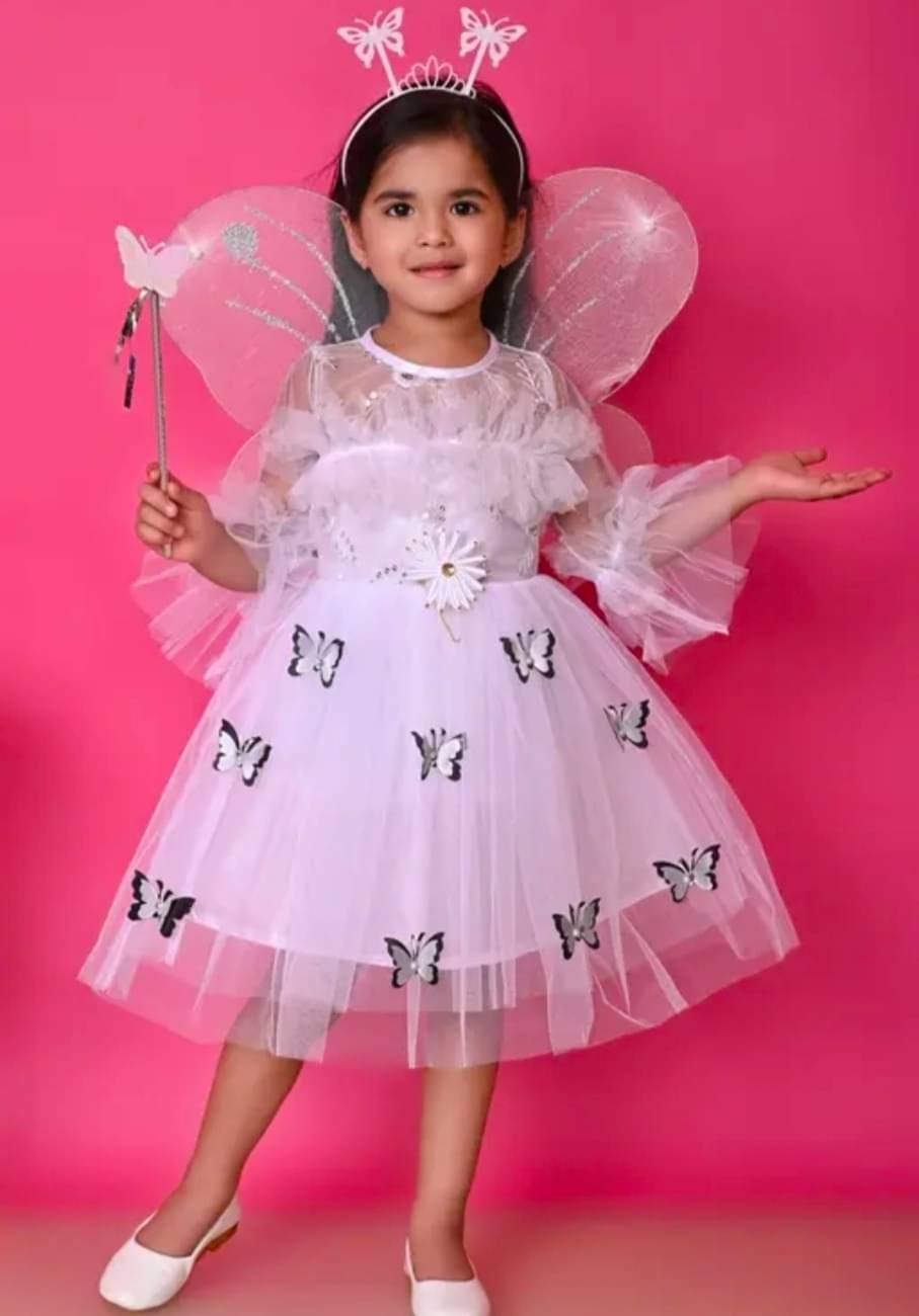     			Villata fashion Net Frock For Girls ( Pack of 1 , White )