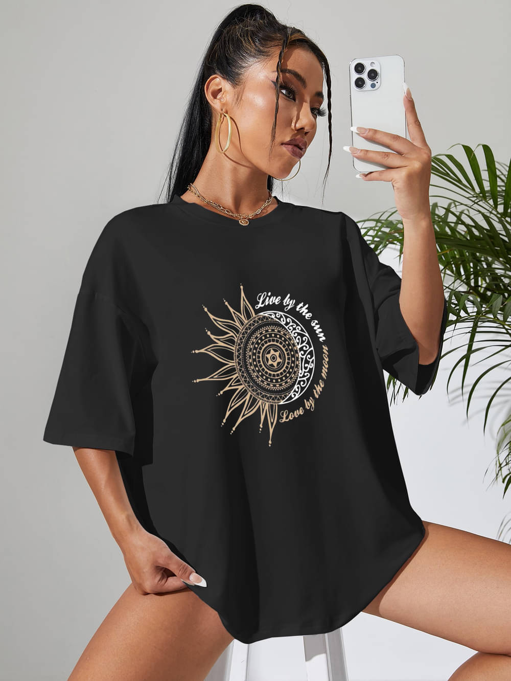     			clafoutis Women's Cotton Regular Top ( Black )