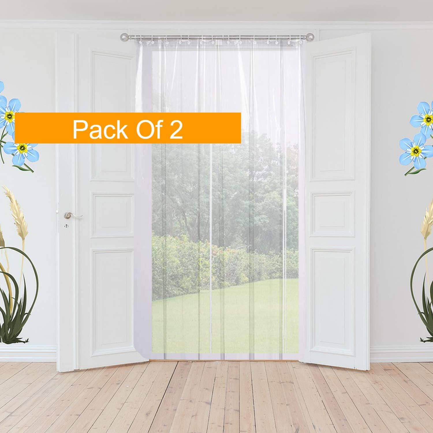 mopak decor Solid Semi-Transparent Eyelet Curtain 5 ft ( Pack of 2 ) - White mopak decor Solid Semi-Transparent Eyelet Curtain 5 ft ( Pack of 2 ) - White