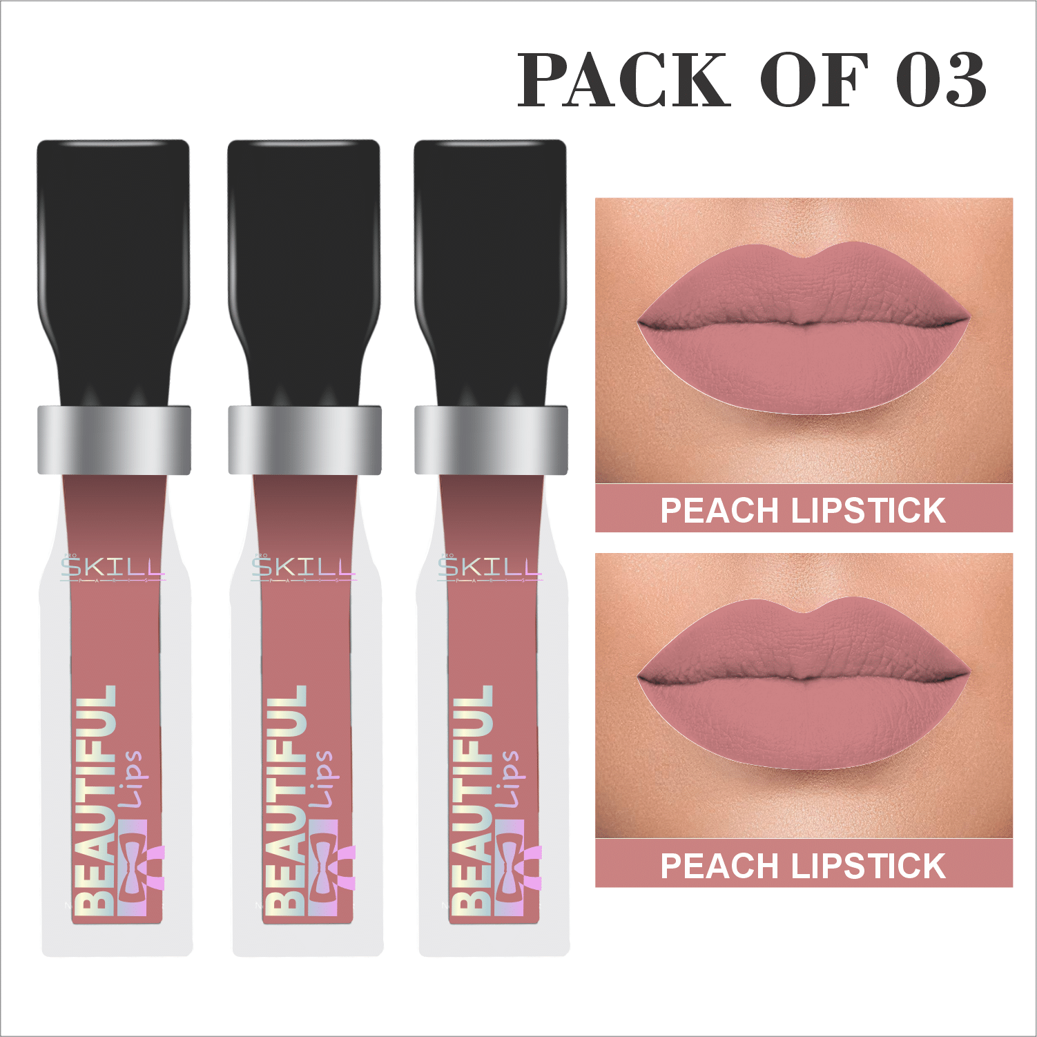     			pro skill paris Peach Matte Long Lasting Liquid Lipstick ( Pack of 3 )
