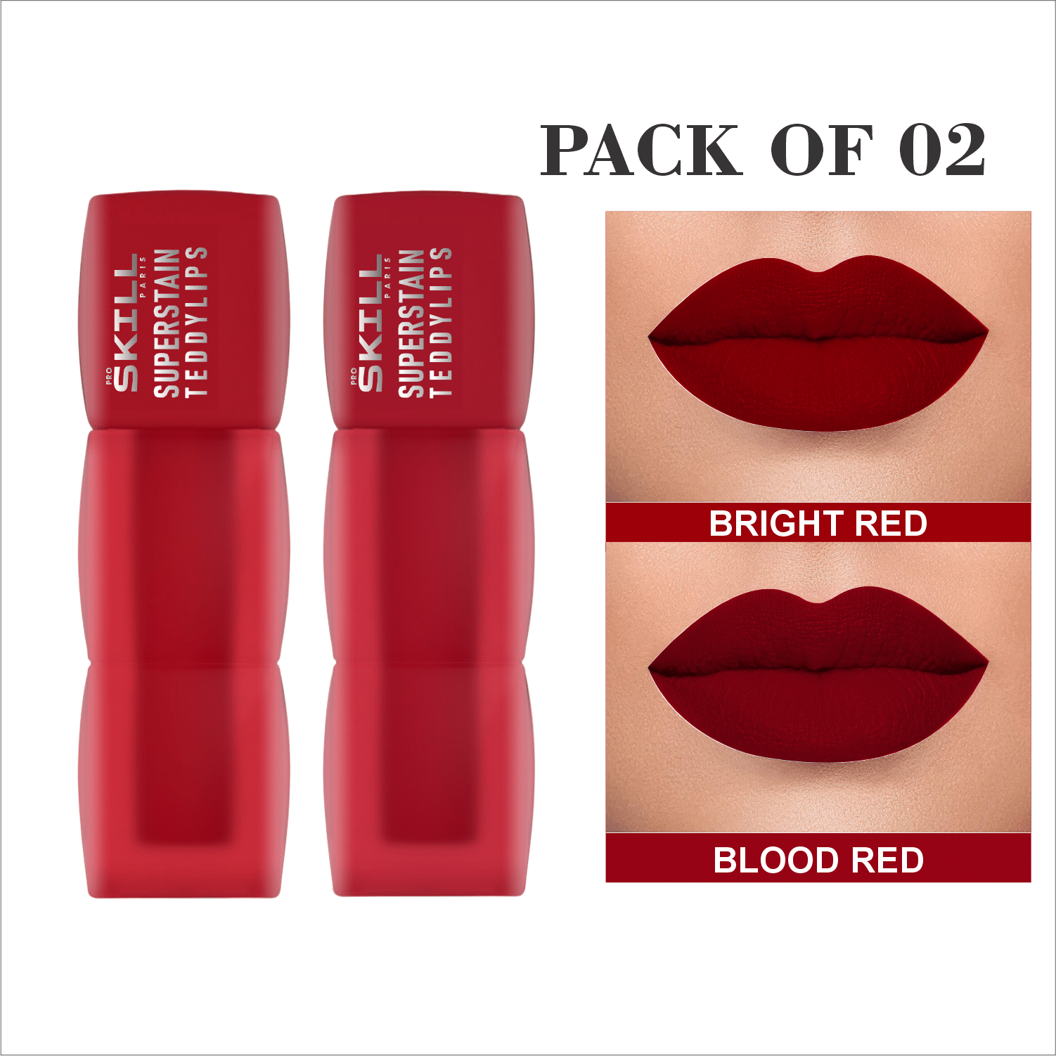 pro skill paris Red Matte Long Lasting Liquid Lipstick ( Pack of 2 ) pro skill paris Red Matte Long Lasting Liquid Lipstick ( Pack of 2 )