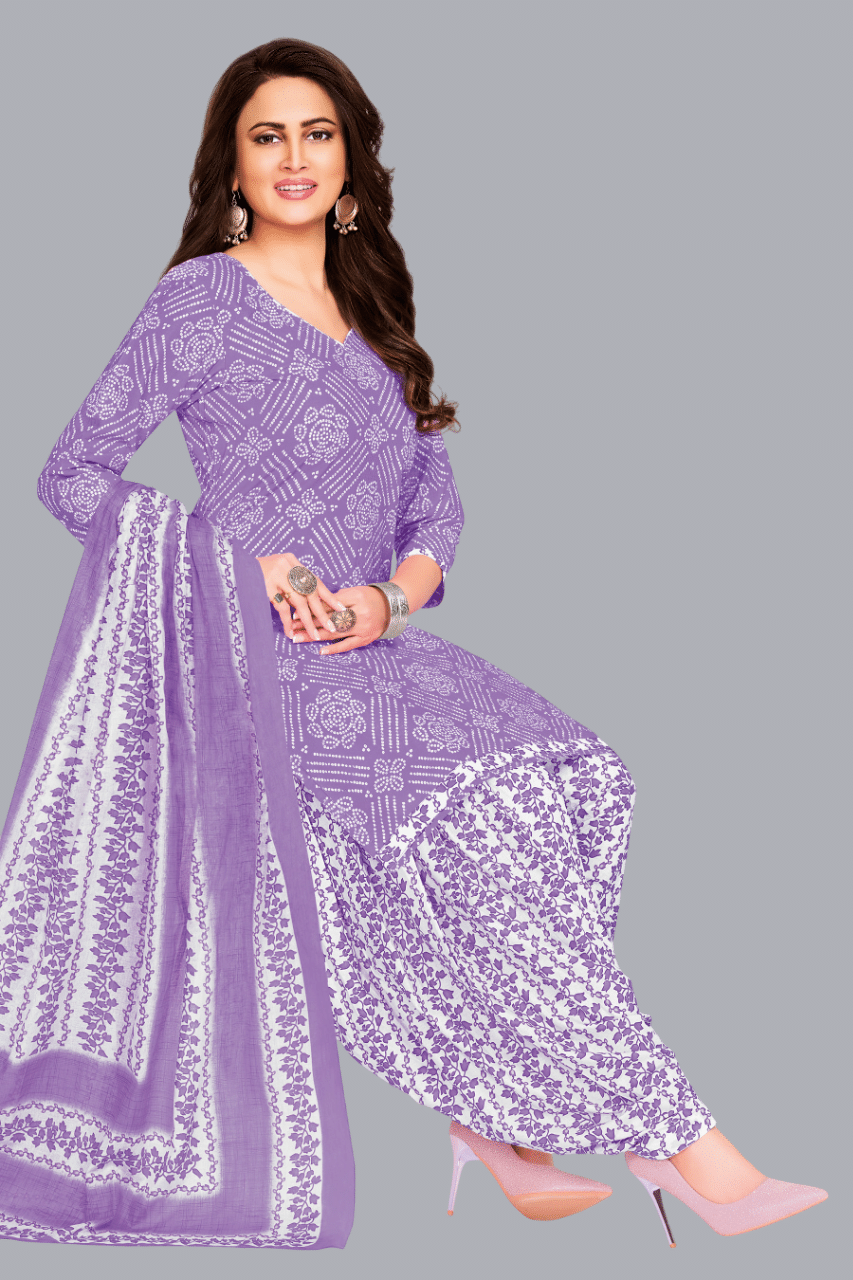     			shree jeenmata collection Women Cotton Unstitched Dress Material ( Purple )