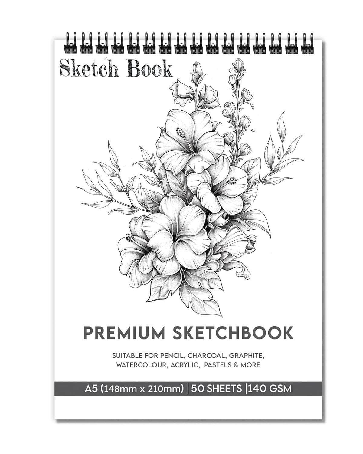     			viDixn (VDX-7) A5 SketchBook | 50 Sheet | 140GSM | Durable Acid Free Drawing Paper |Top Spiral-Bound Sketchpad for Artists Kids & Professionals for Marker Colored Pencil Charcoal
