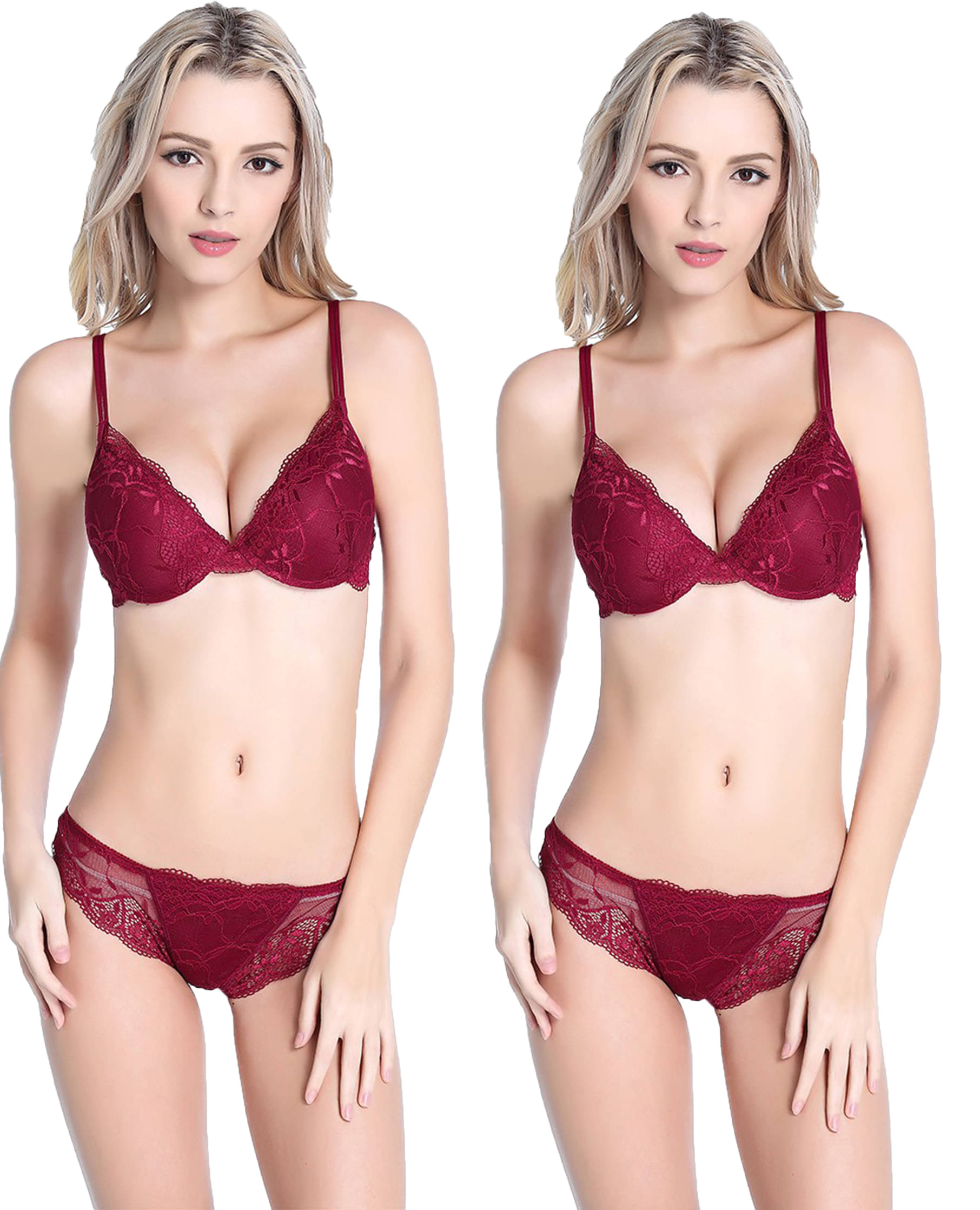 3Mads Pack of 2 Lace Bra & Panty Set For Women ( Pink ) 3Mads Pack of 2 Lace Bra & Panty Set For Women ( Pink )