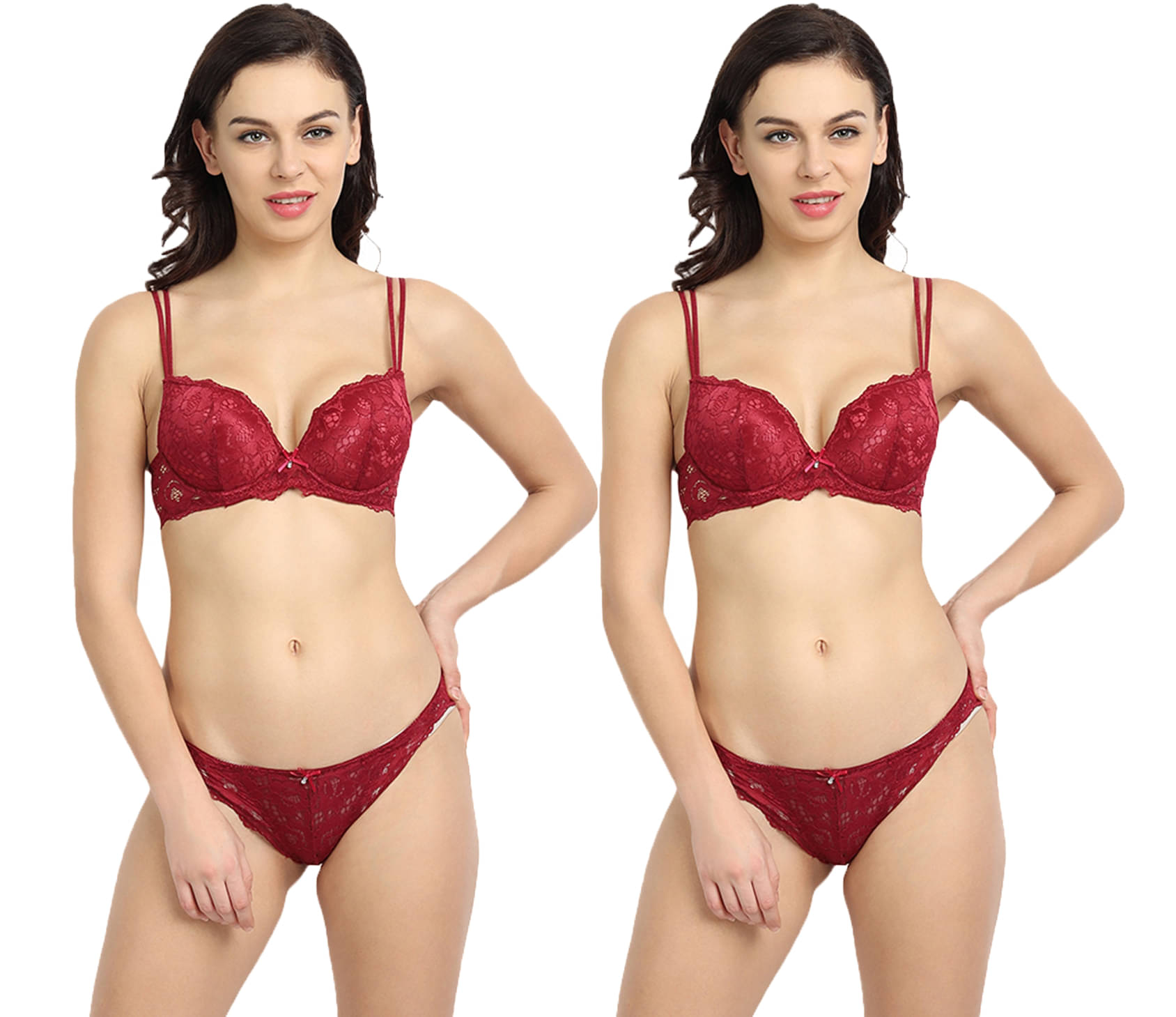 3Mads Pack of 2 Lace Bra & Panty Set For Women ( Pink )     			3Mads Pack of 2 Lace Bra & Panty Set For Women ( Pink )