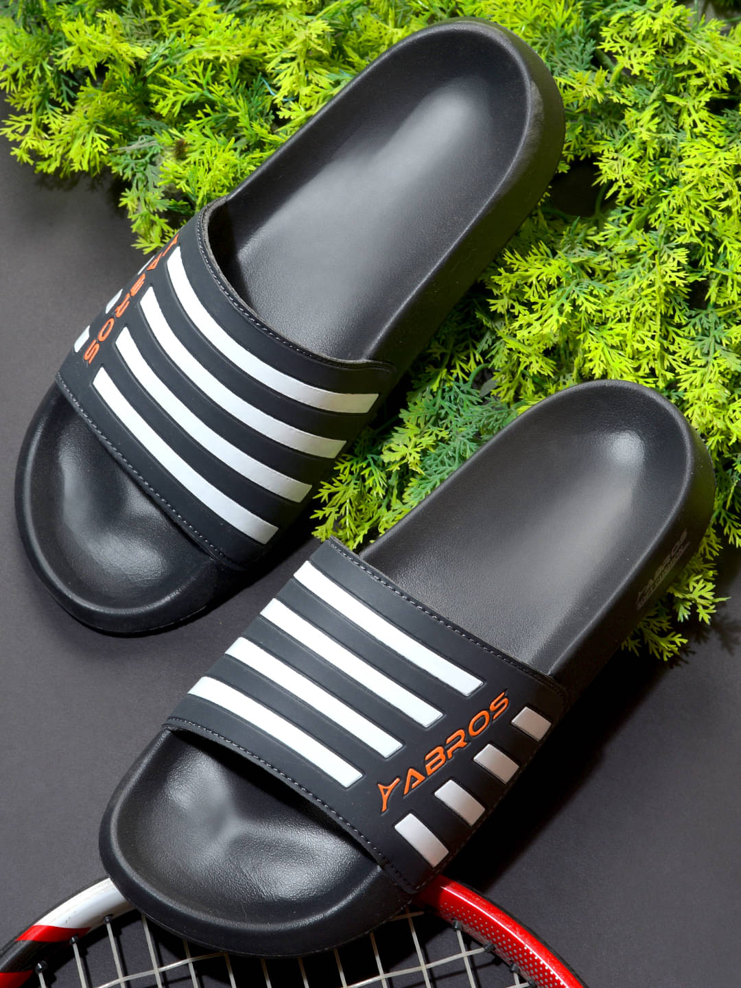     			Abros Dark Grey Men's Slide Flip Flop