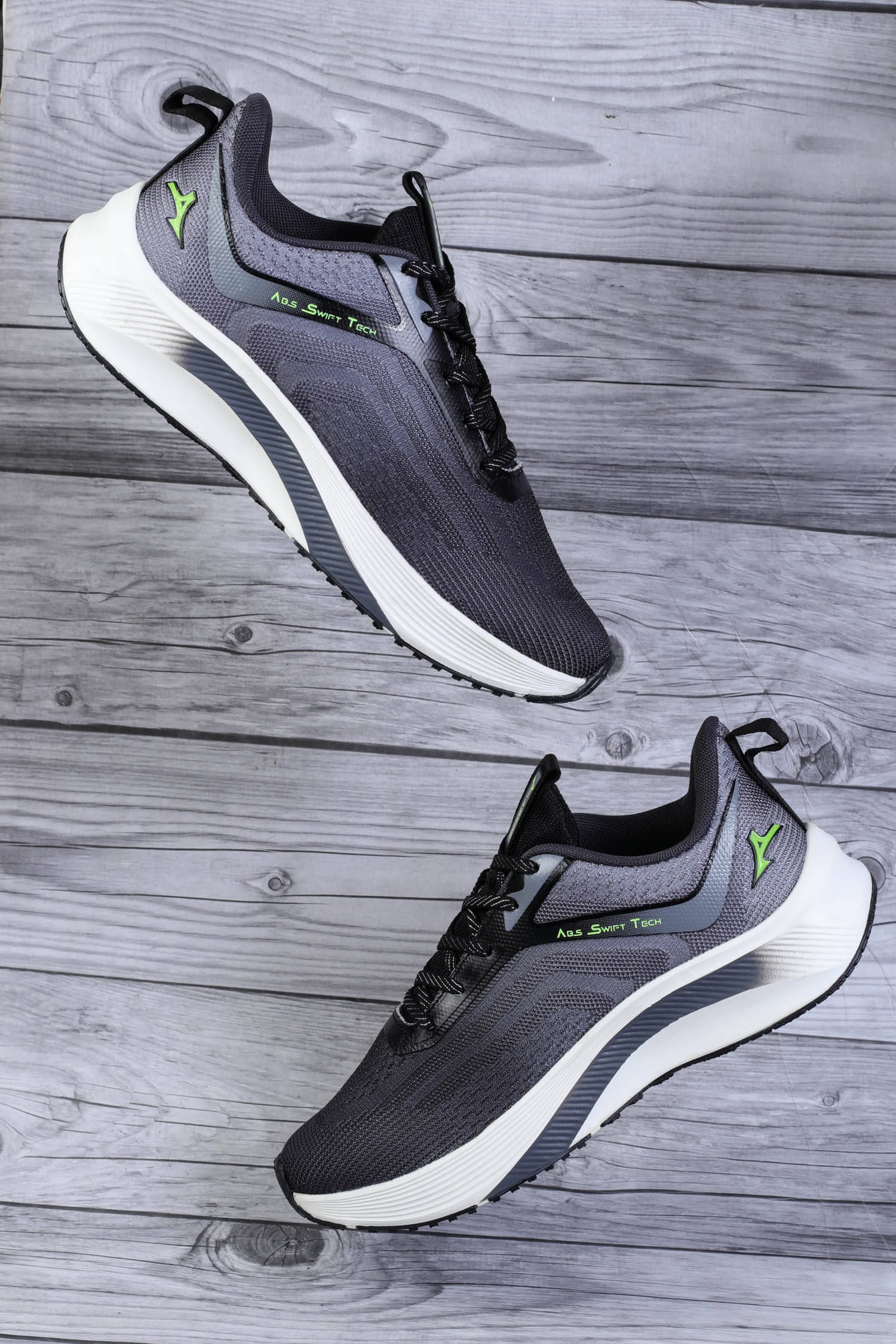     			Abros UNO Black Men's Sports Running Shoes