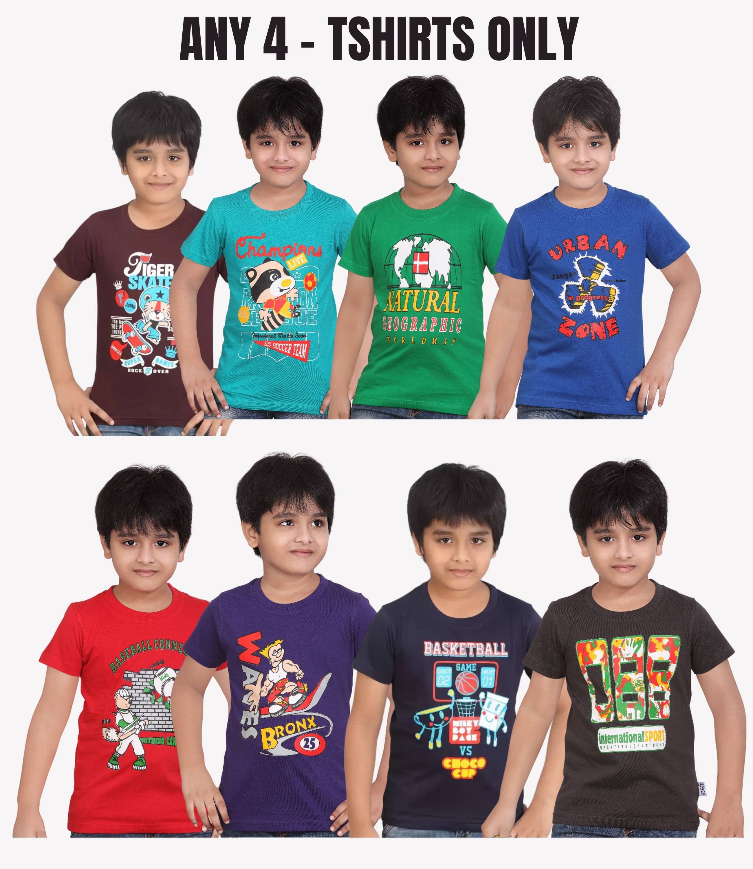     			Belive in yourself Pack of 4 Boys Cotton T-Shirt ( Multicolor 3 )