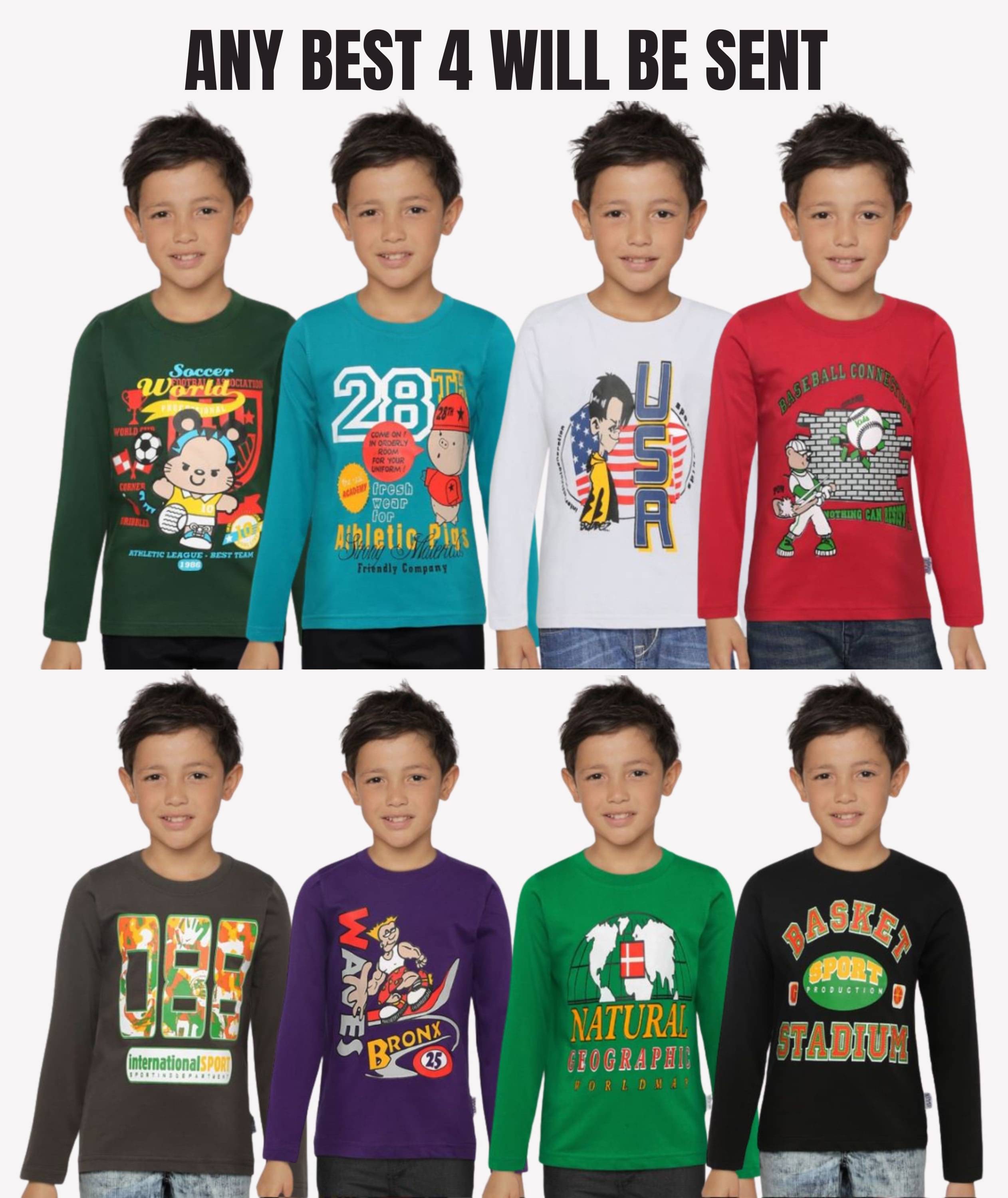     			Belive in yourself Pack of 4 Boys Cotton T-Shirt ( Multicolor )