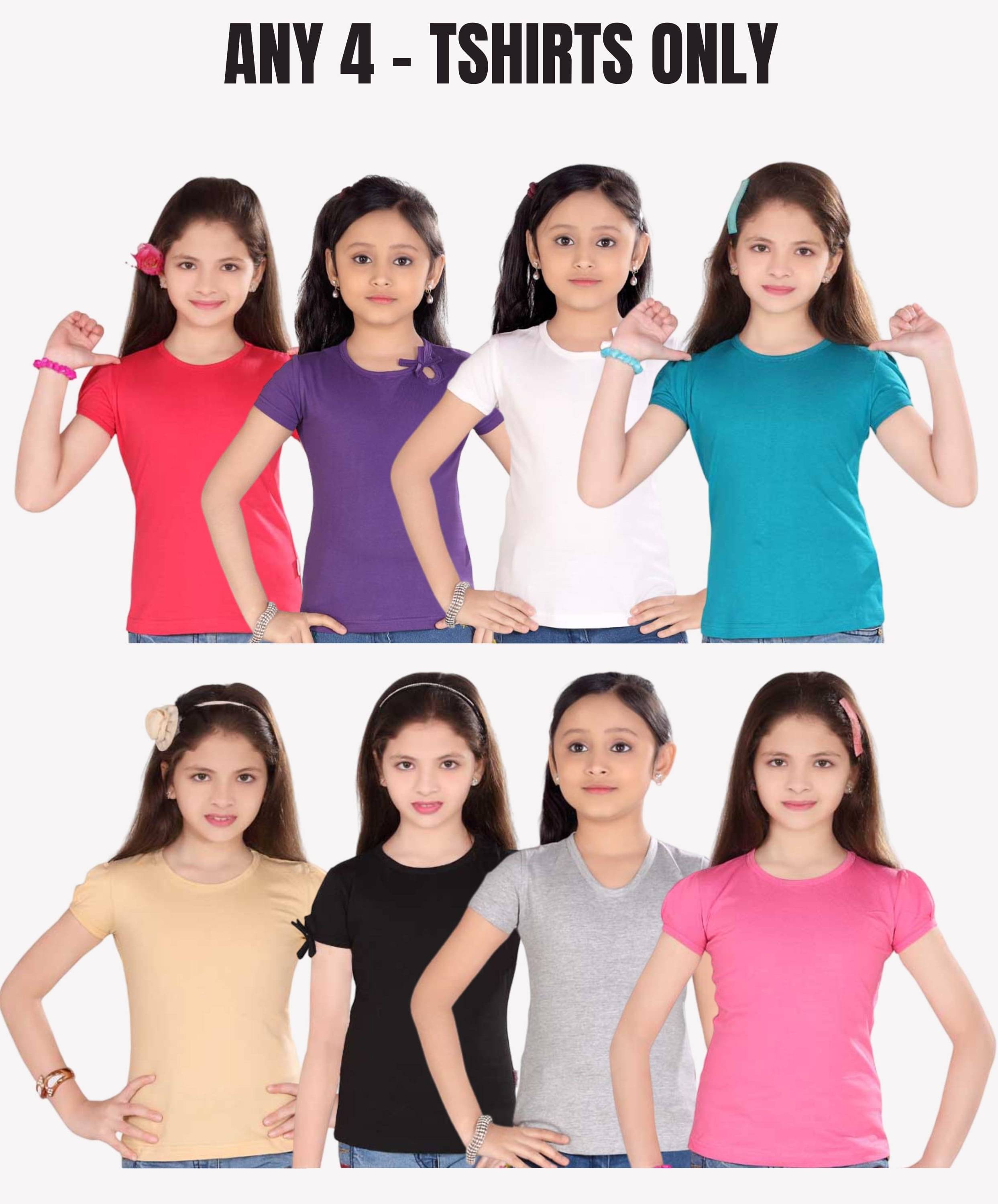     			Belive in yourself Pack of 4 Girls 100% Cotton T-Shirt ( Multicolor 1 )