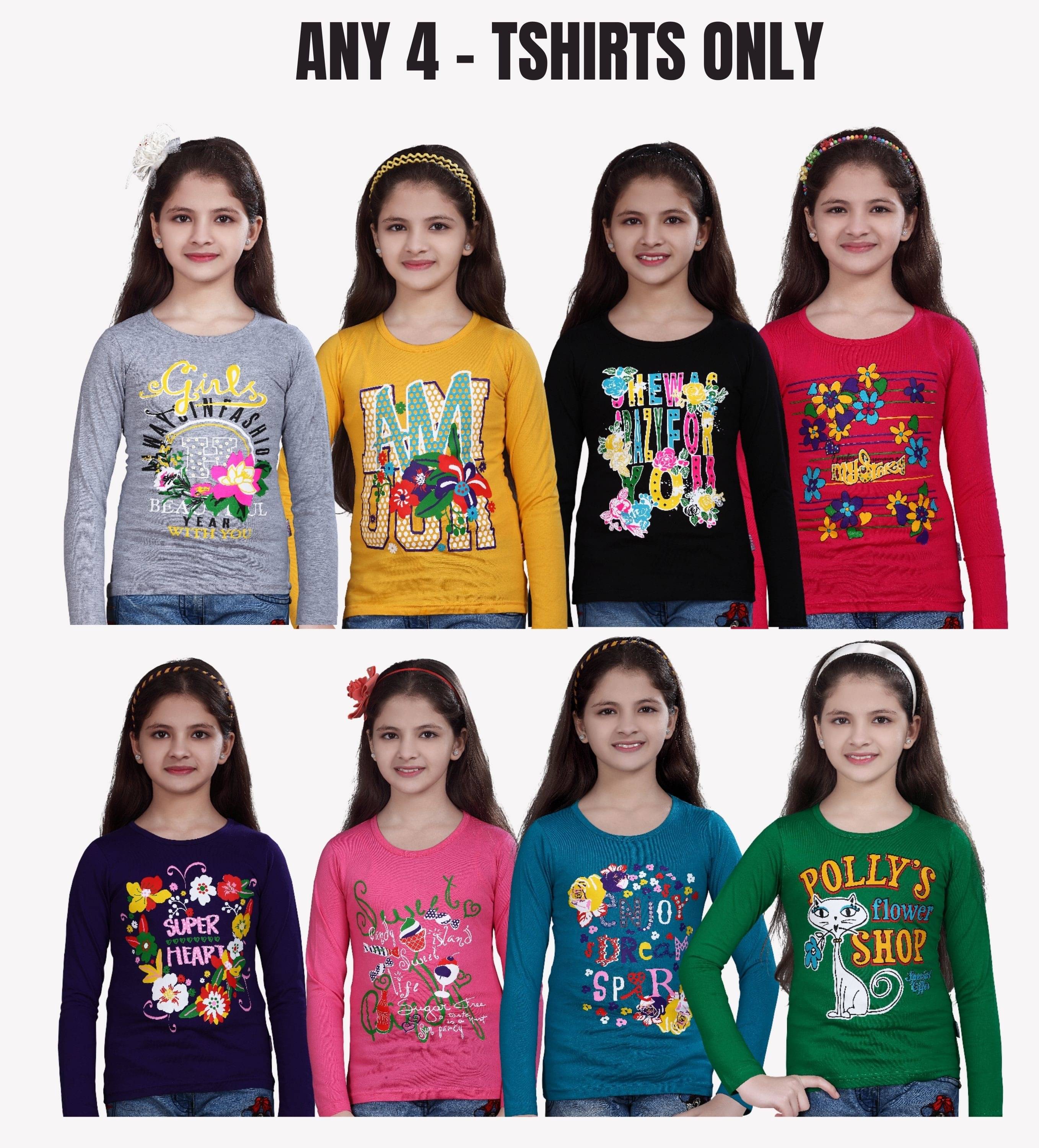     			Belive in yourself Pack of 4 Girls 100% Cotton T-Shirt ( Multicolor 4 )