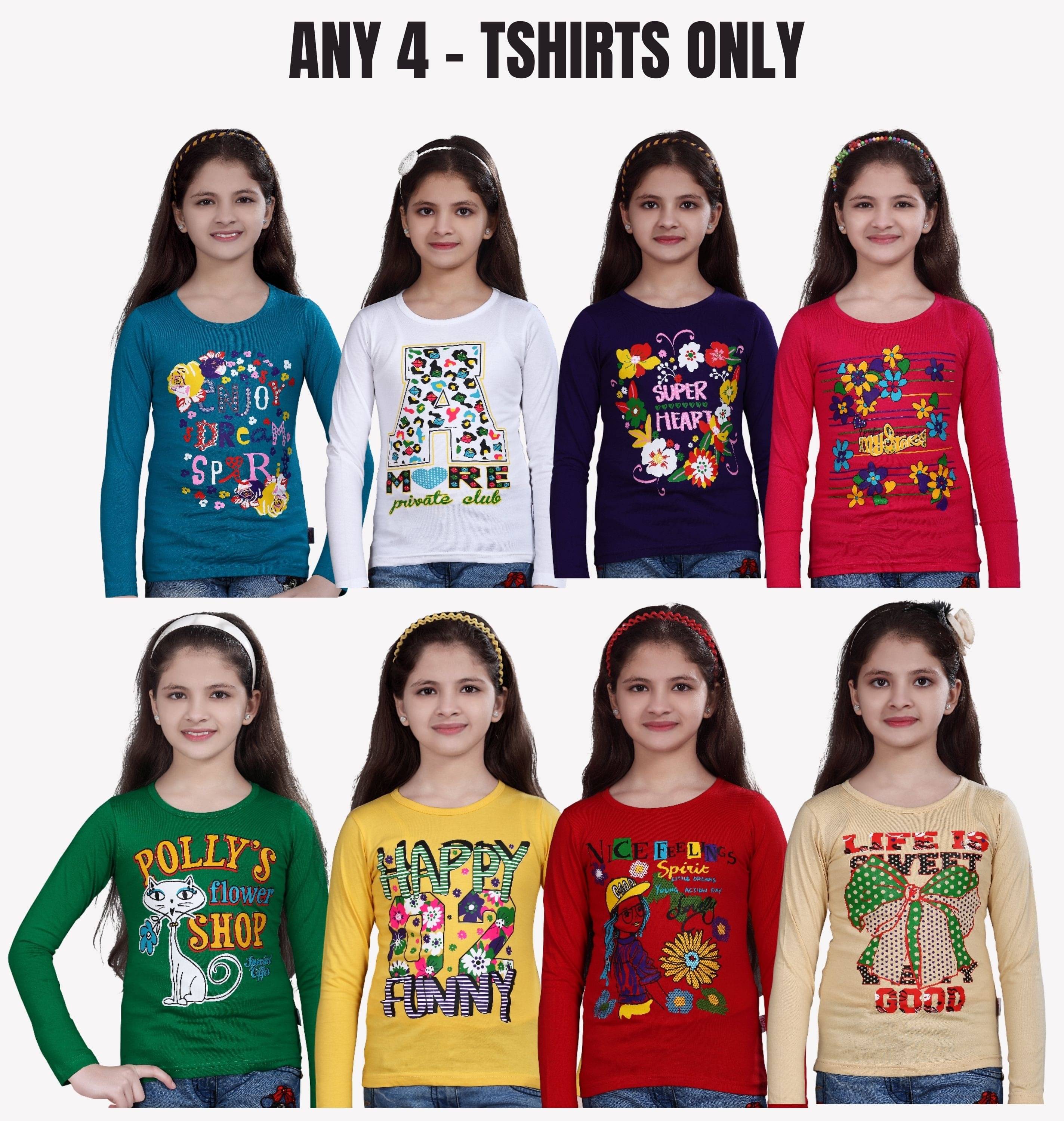     			Belive in yourself Pack of 4 Girls 100% Cotton T-Shirt ( Multicolor 1 )