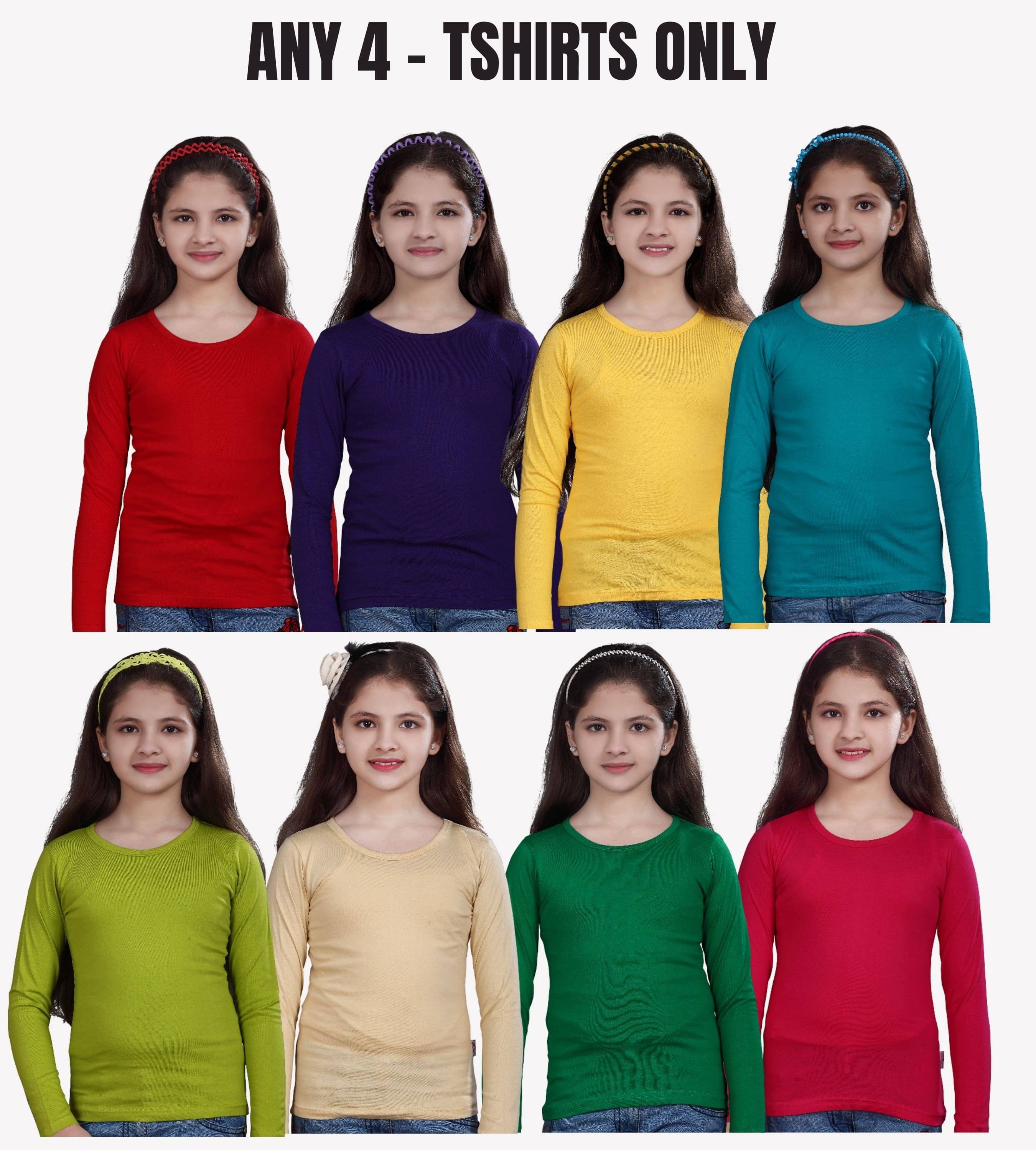     			Belive in yourself Pack of 4 Girls Cotton T-Shirt ( Multicolor 1 )