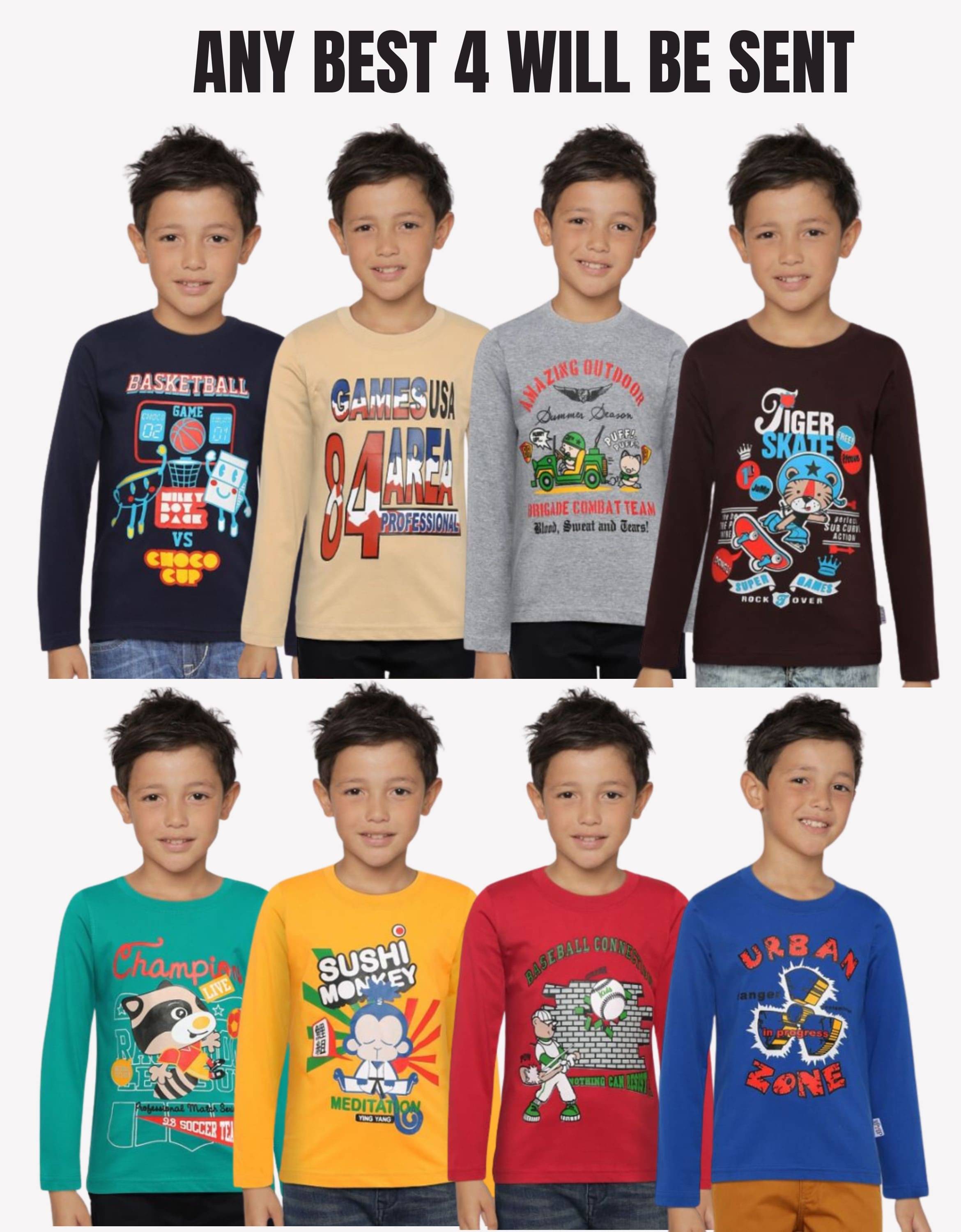     			Belive in yourself Pack of 4 Boys Cotton T-Shirt ( Multicolor 1 )