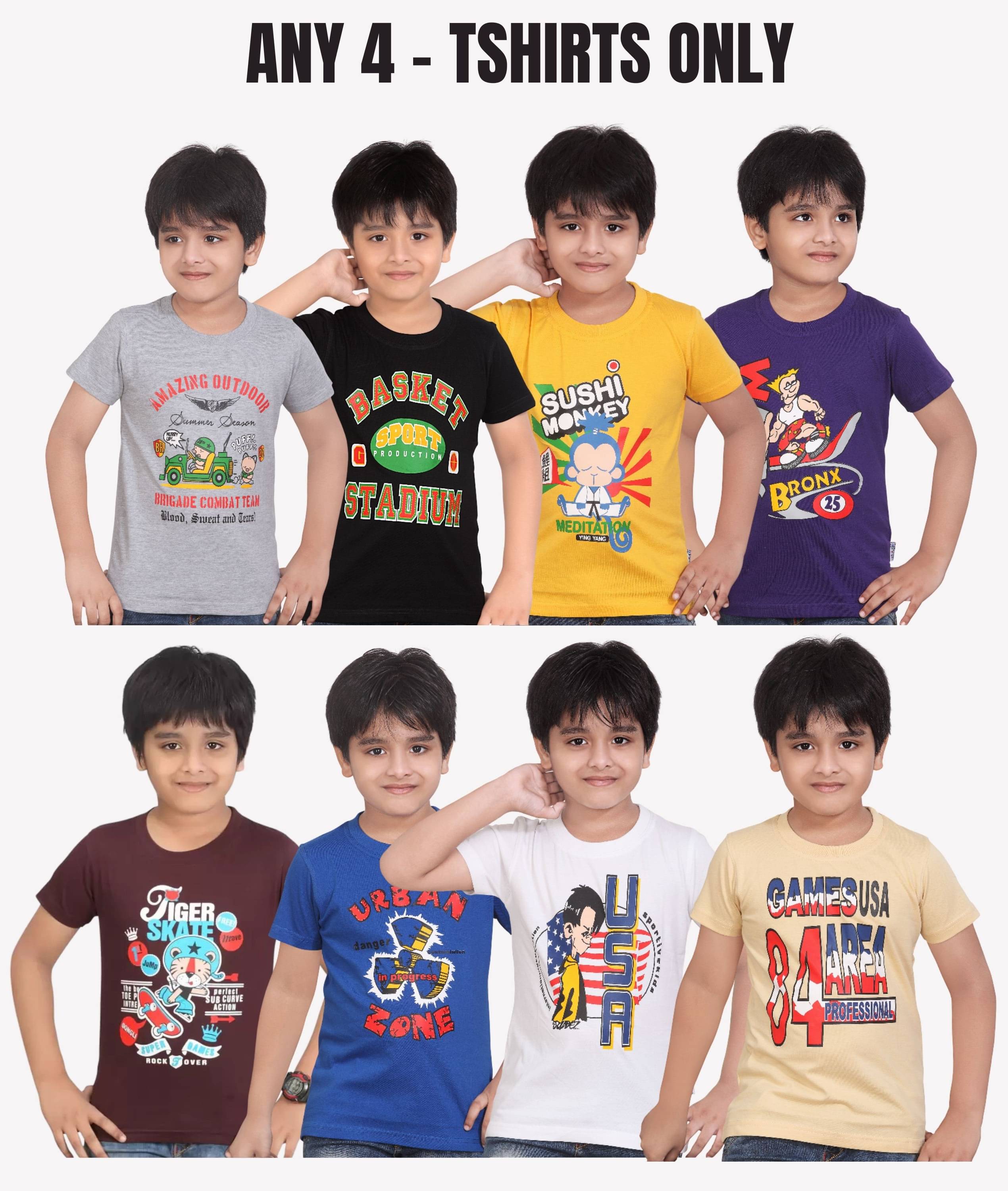     			Belive in yourself Pack of 4 Boys Cotton T-Shirt ( Multicolor 2 )