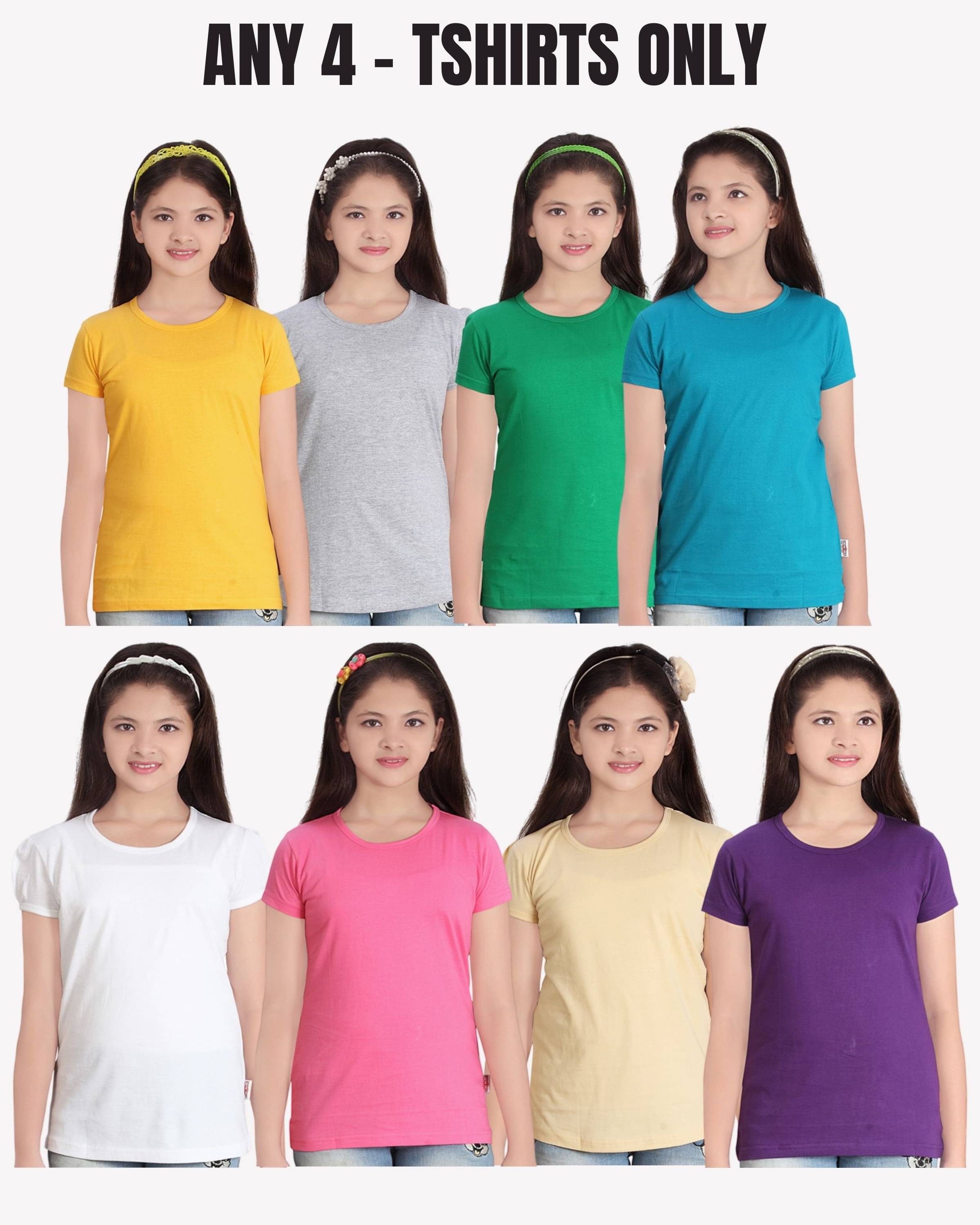     			Belive in yourself Pack of 4 Girls 100% Cotton T-Shirt ( Multicolor 1 )