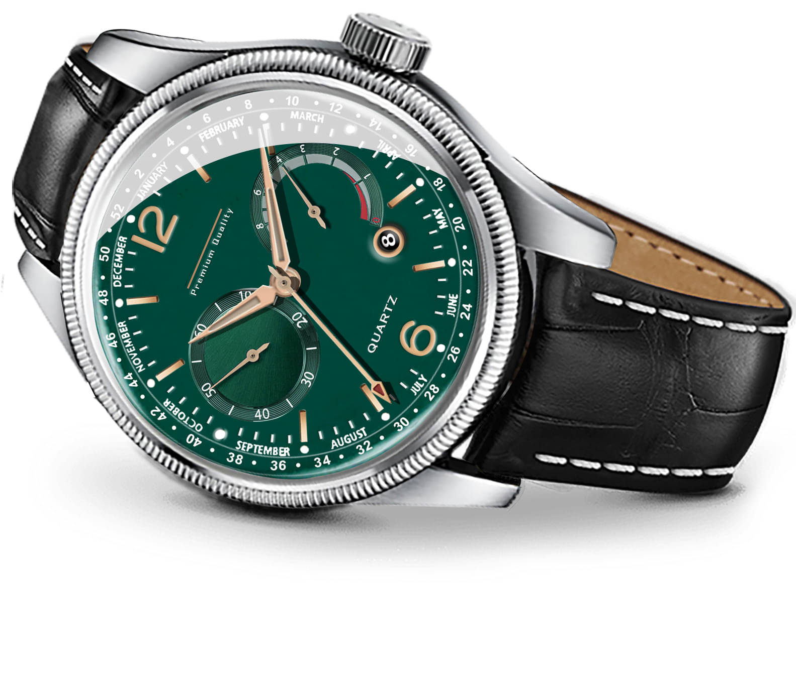     			DoubleRun Black Leather Analog Men's Watch
