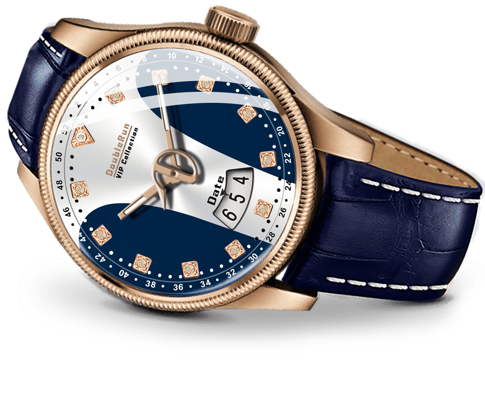     			DoubleRun Blue Leather Analog Men's Watch