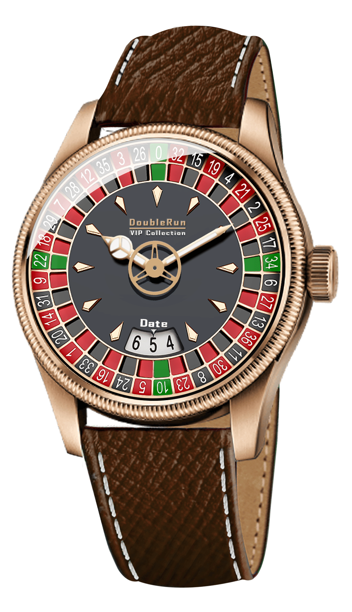     			DoubleRun Brown Leather Analog Men's Watch