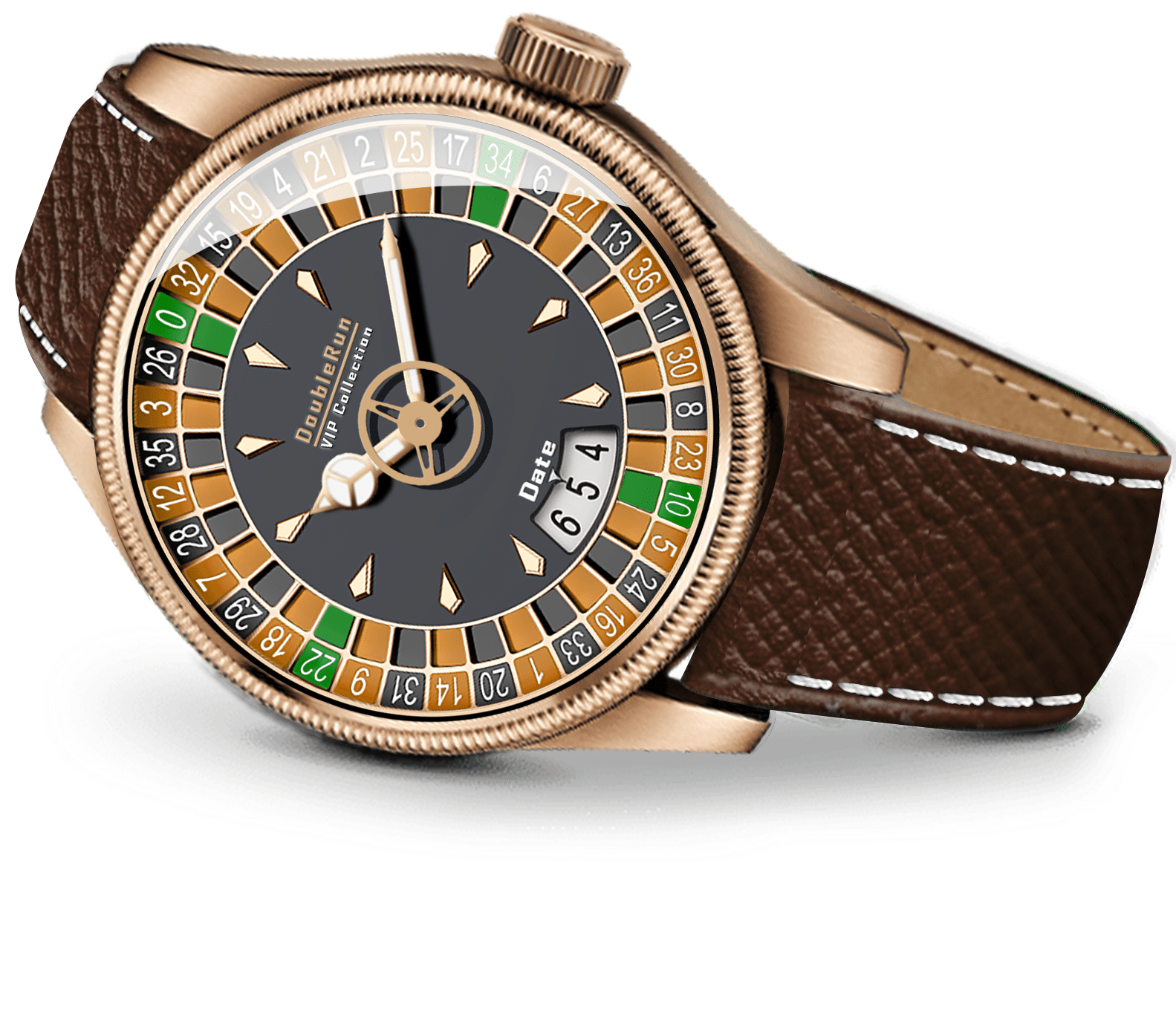     			DoubleRun Brown Leather Analog Men's Watch