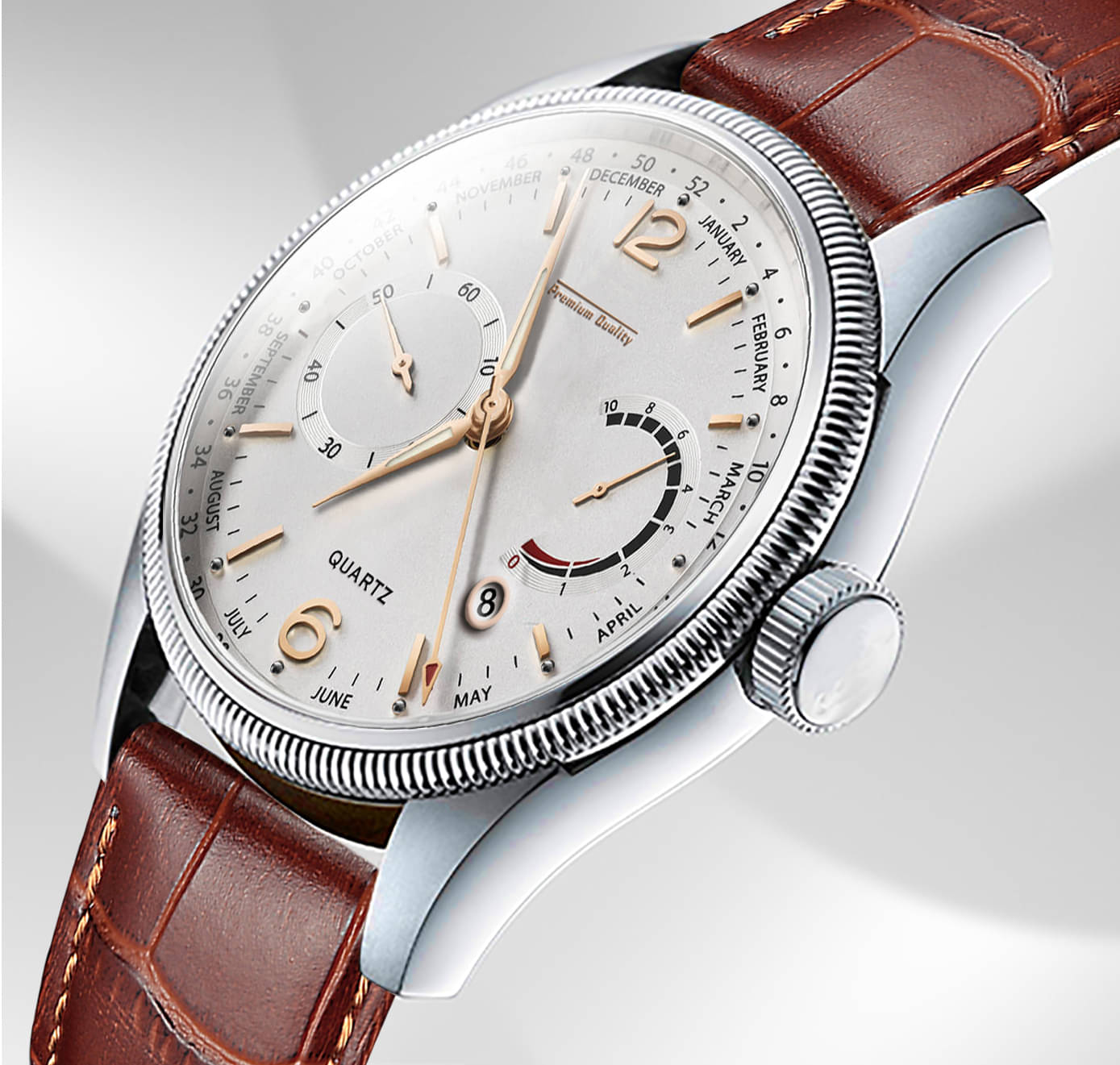     			DoubleRun Brown Leather Analog Men's Watch