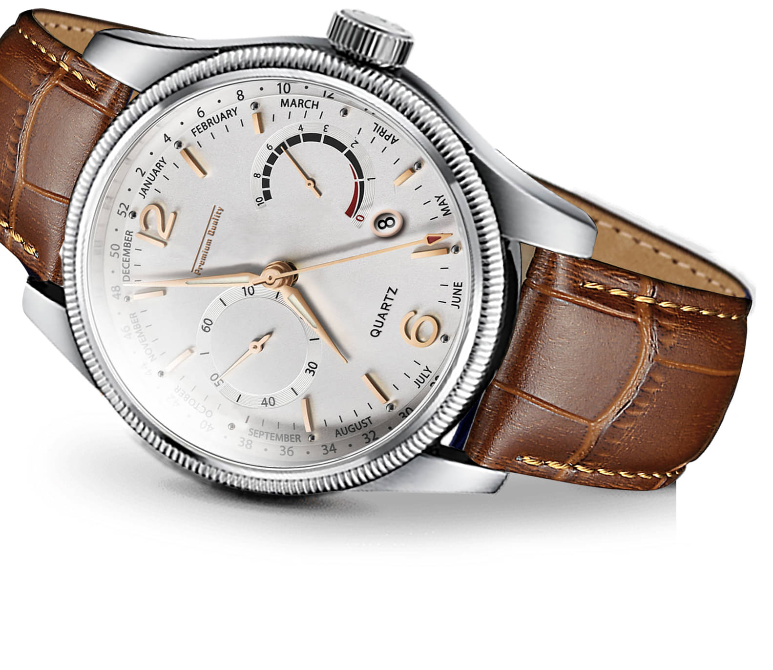     			DoubleRun Brown Leather Analog Men's Watch