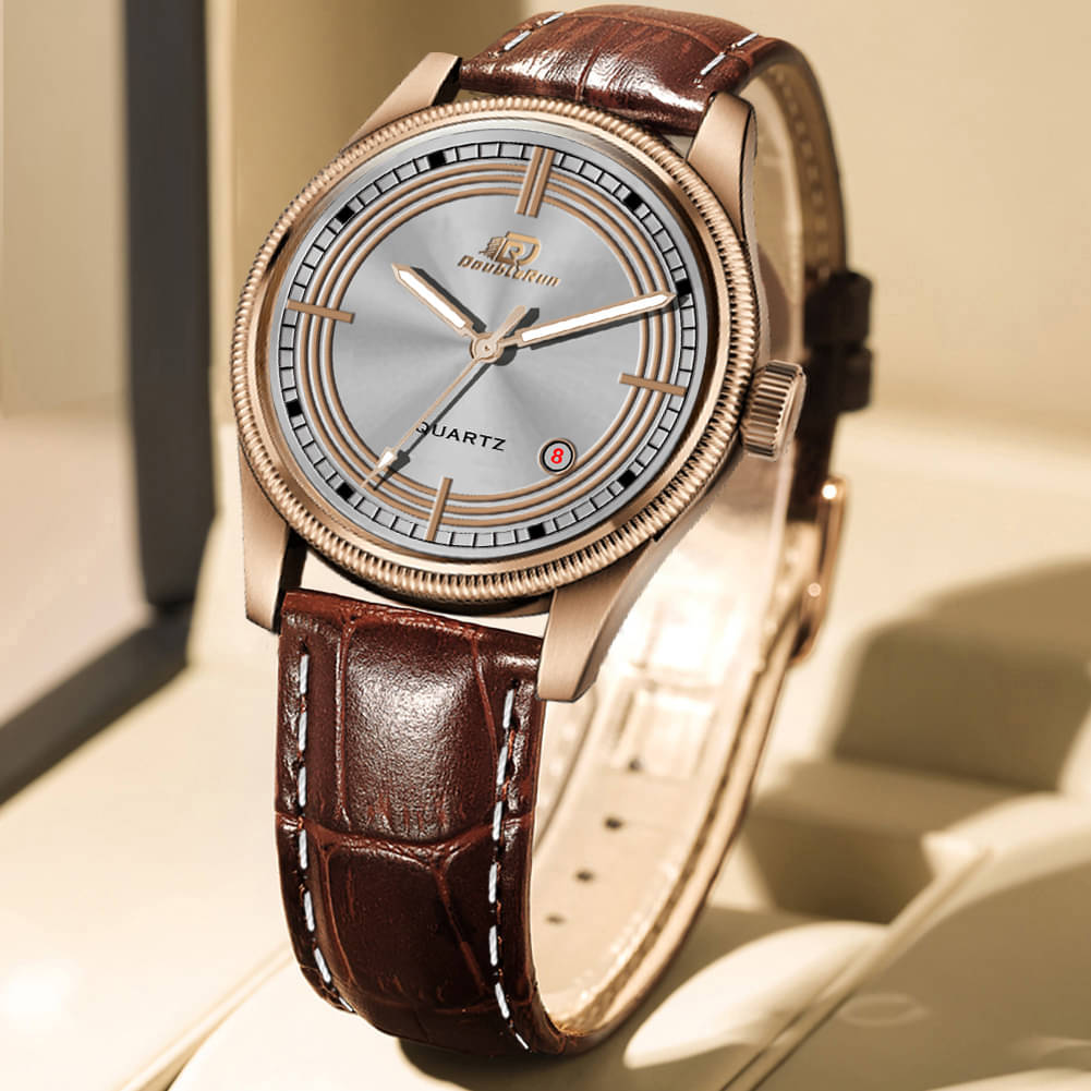     			DoubleRun Brown Leather Analog Men's Watch