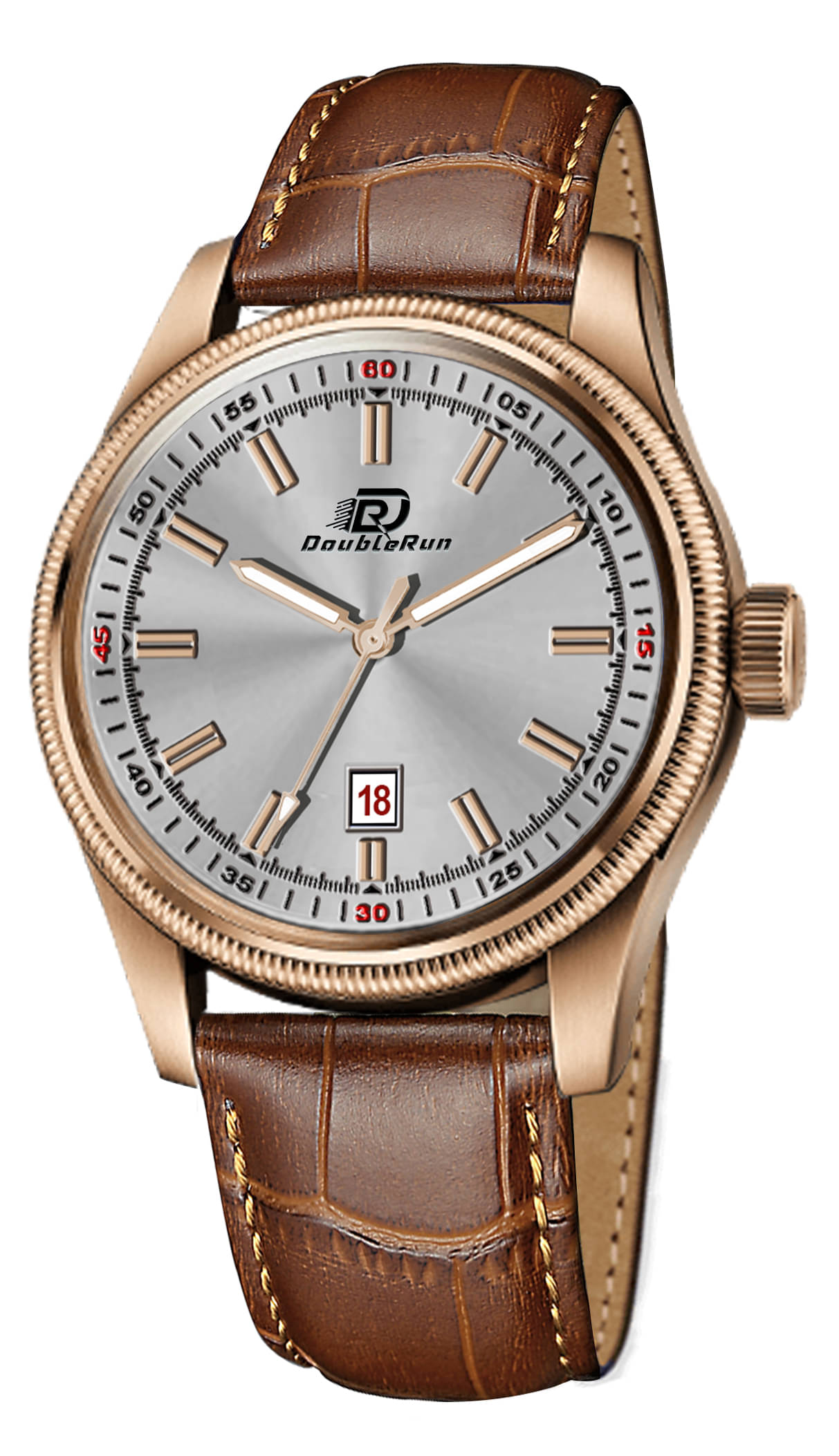     			DoubleRun Brown Leather Analog Men's Watch