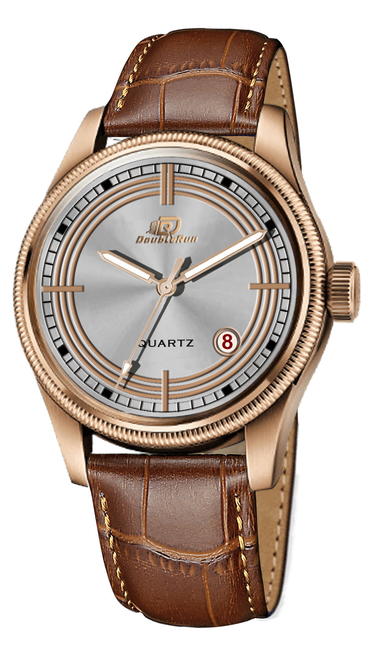     			DoubleRun Brown Leather Analog Men's Watch