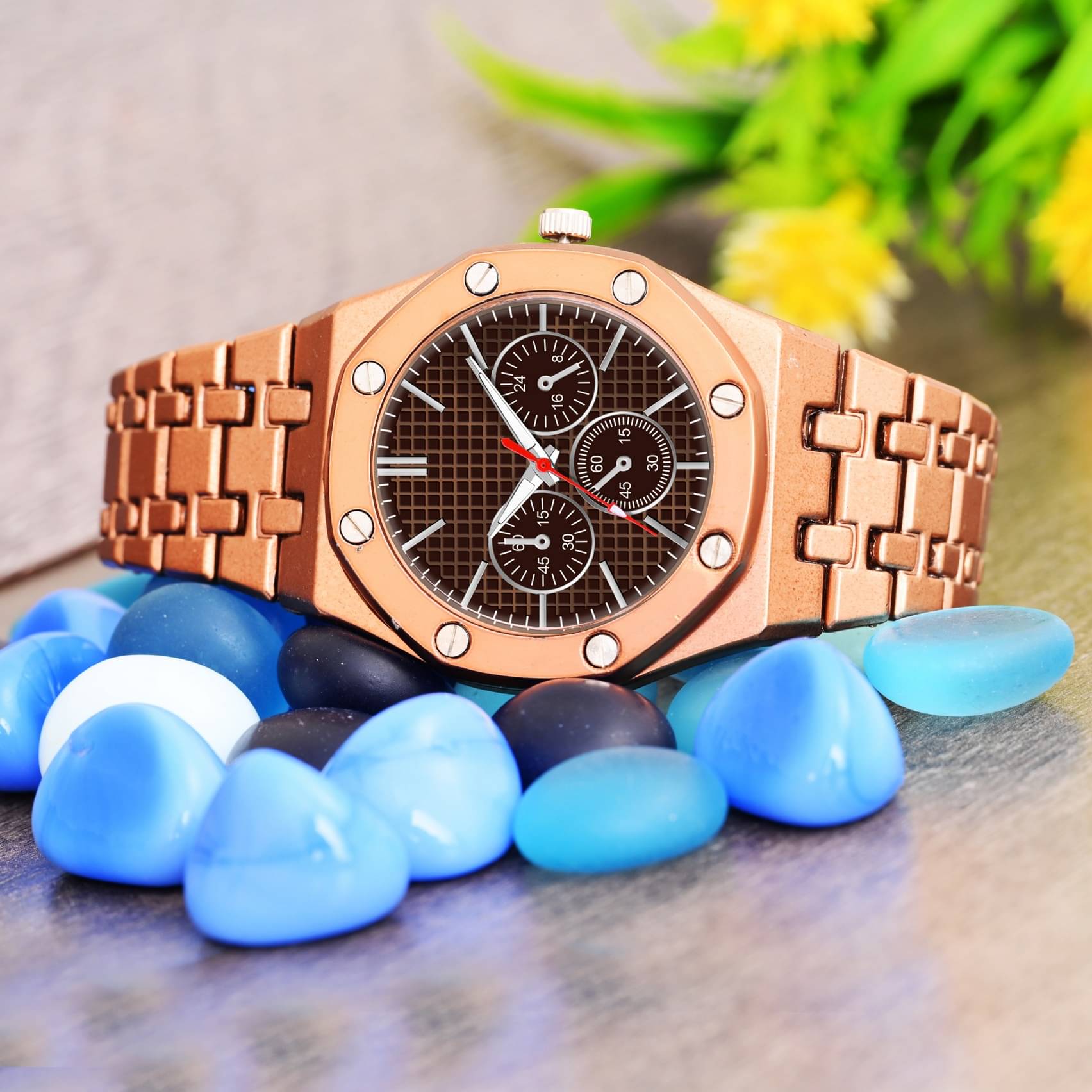     			DoubleRun Brown Metal Analog Men's Watch