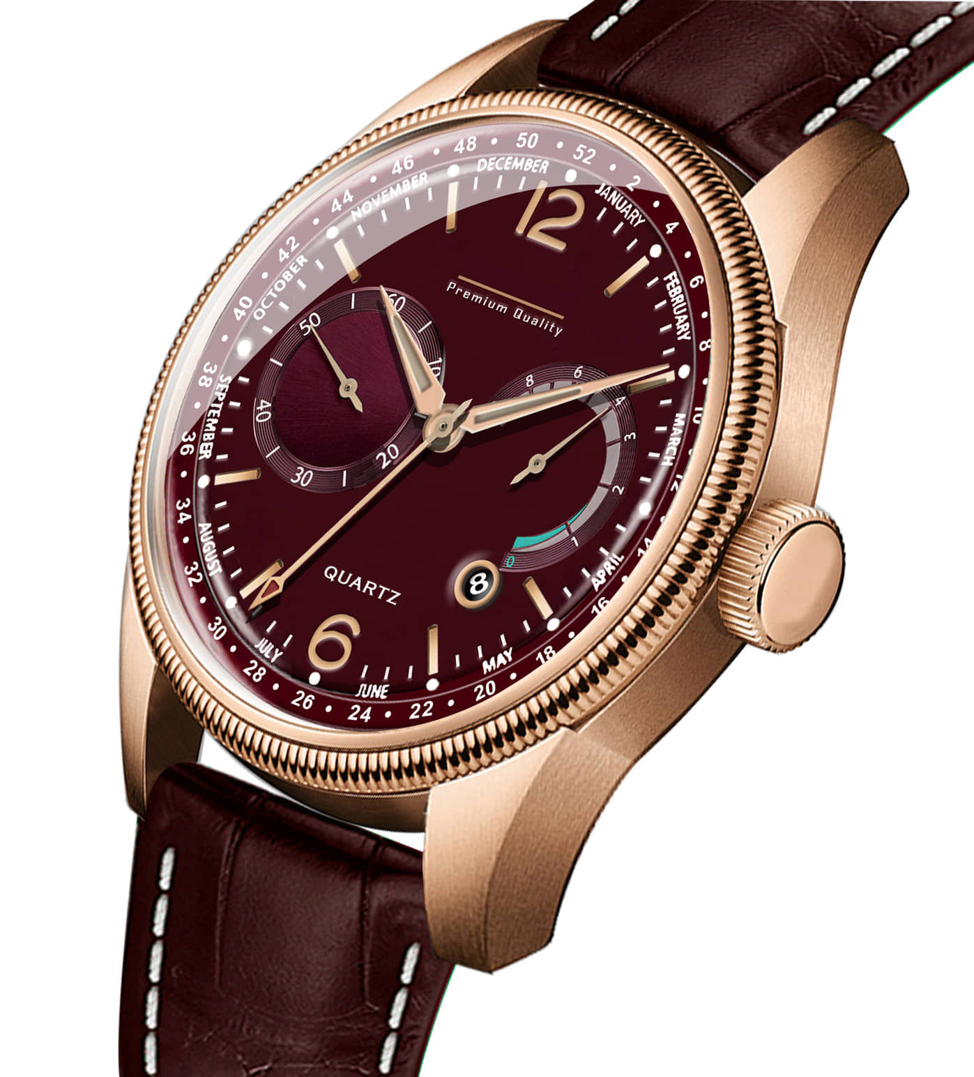 DoubleRun Maroon Leather Analog Men's Watch