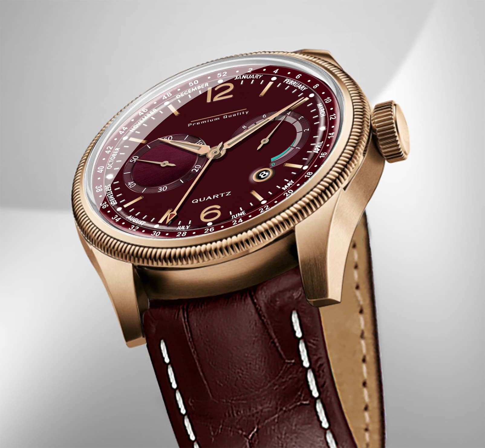     			DoubleRun Maroon Leather Analog Men's Watch