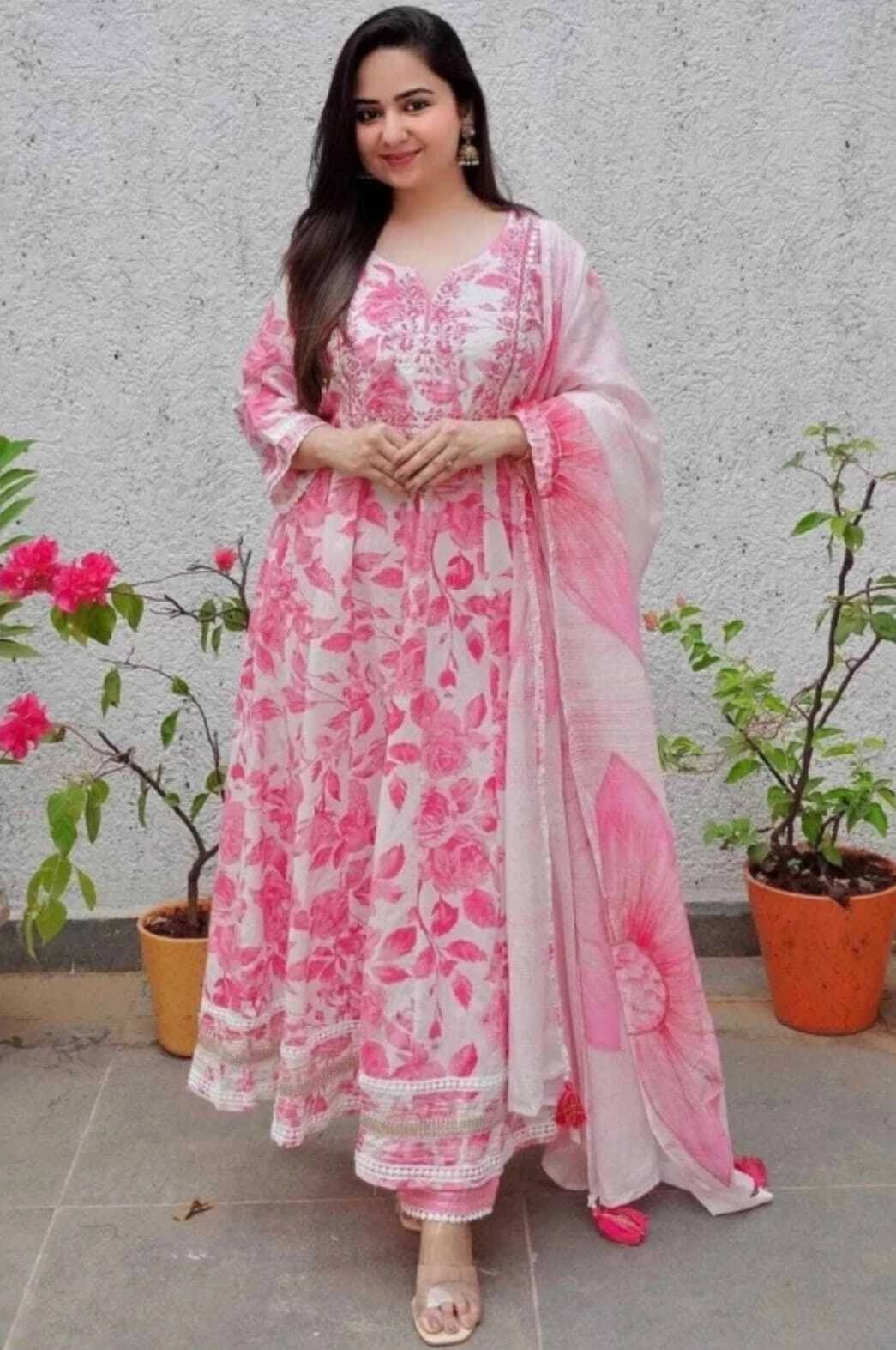 GURU TEXTILE Women Cotton Printed Anarkali Kurti With Pants ( Multicolor ) GURU TEXTILE Women Cotton Printed Anarkali Kurti With Pants ( Multicolor )
