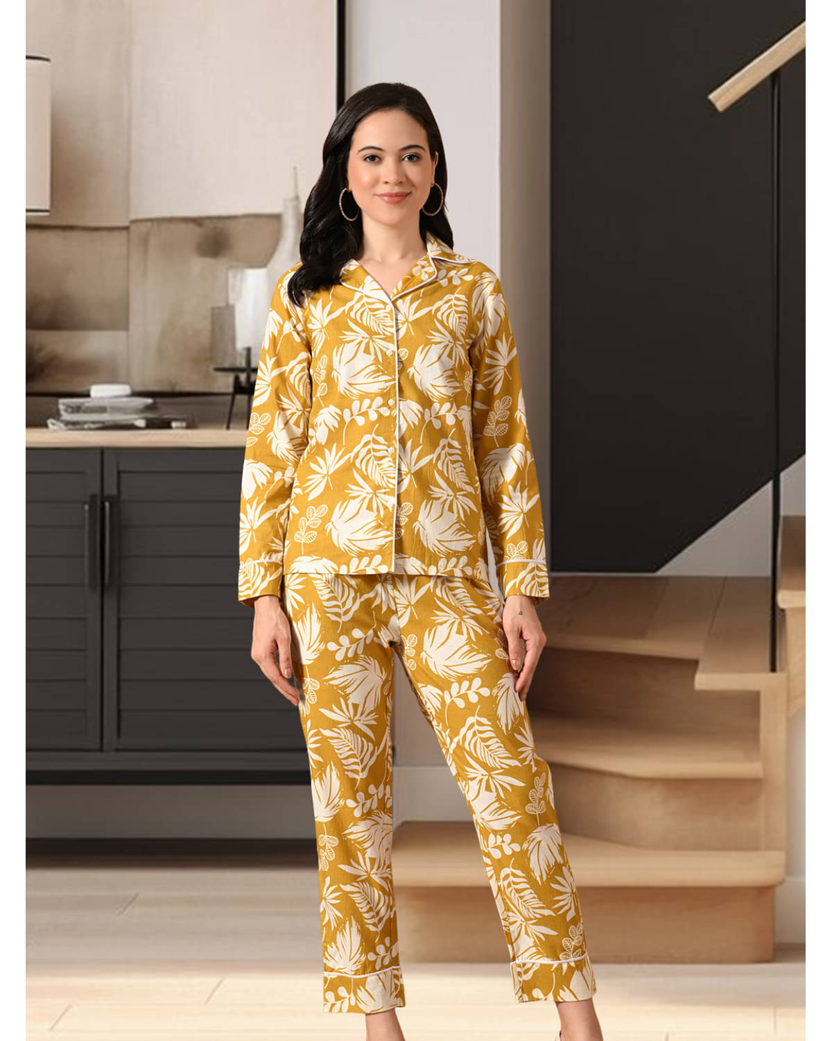     			Glito Mustard Cotton Women's Nightwear Nightsuit Sets ( Pack of 1 )