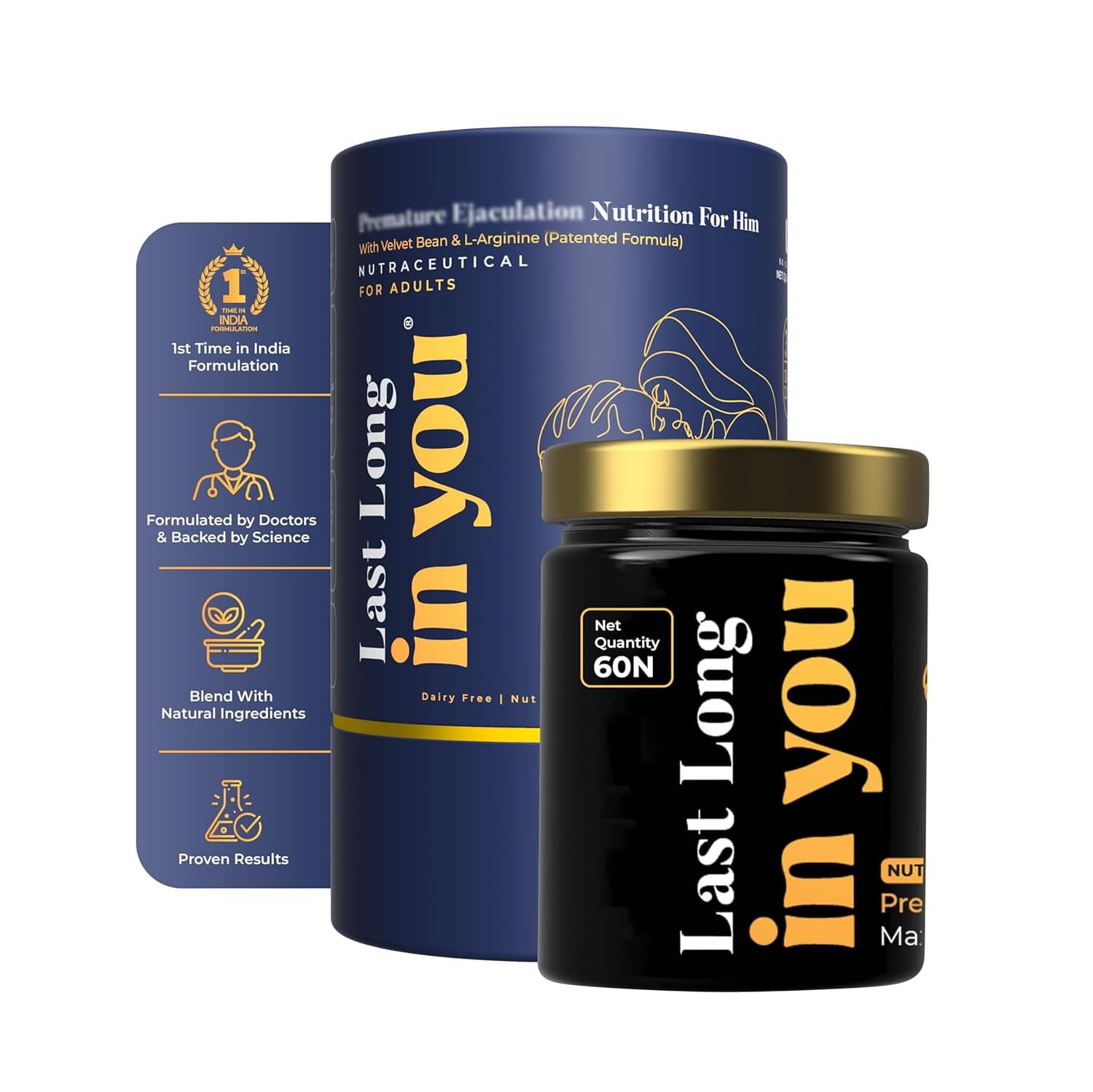    			InYou- Last Long | Performance Enhancement Supplement for Men | with Ashwagandha, L -Arginine, Fenugreek & Black Velvet Beans Extract (Patented | 1st time in India Formulation) - 60 Capsules