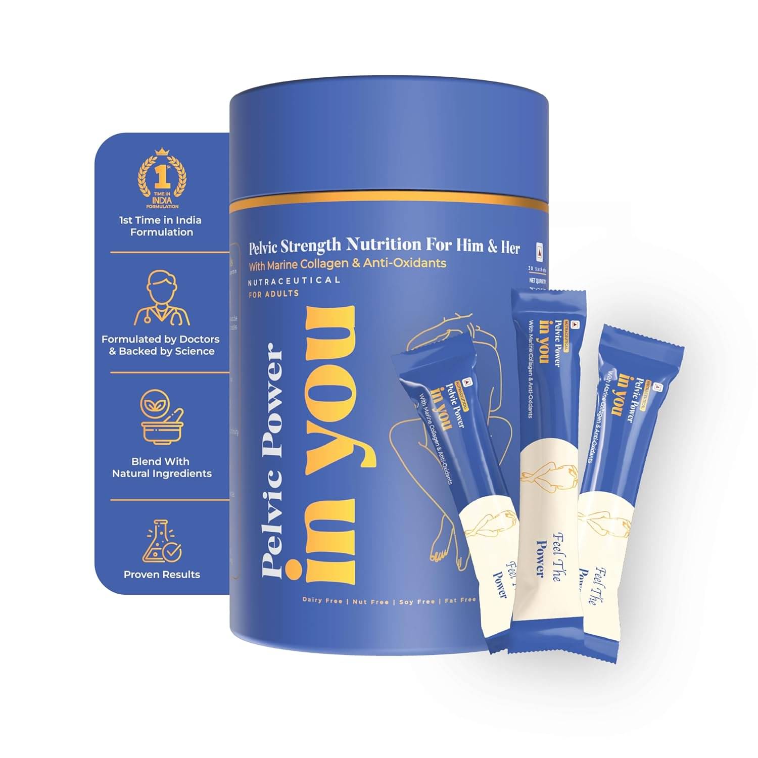 InYou Pelvic Support and Core Muscles Strengthening supplement- with Marine Collagen, Hyaluronic Acid & Multivitamins (Men & Women - 30 Sachets, 8g Each) InYou Pelvic Support and Core Muscles Strengthening supplement- with Marine Collagen, Hyaluronic Acid & Multivitamins (Men & Women - 30 Sachets, 8g Each)