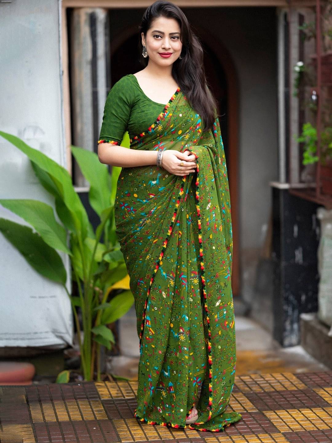 JINAL & JINAL Georgette Printed Kashmiri Kani Saree With Unstitched Blouse Piece ( Green ) JINAL & JINAL Georgette Printed Kashmiri Kani Saree With Unstitched Blouse Piece ( Green )